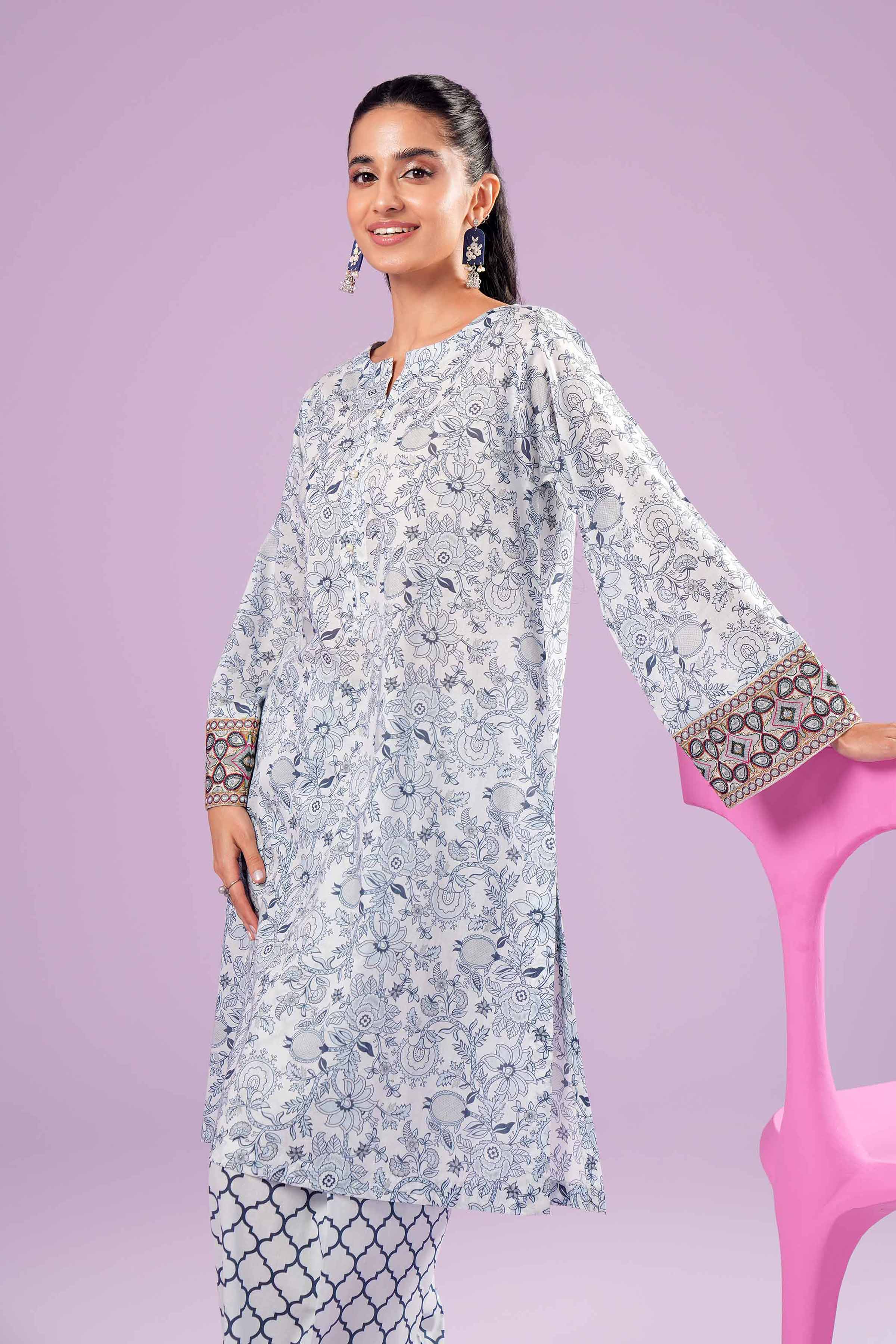 2 Piece - Printed Embroidered Suit - PE24-391-1