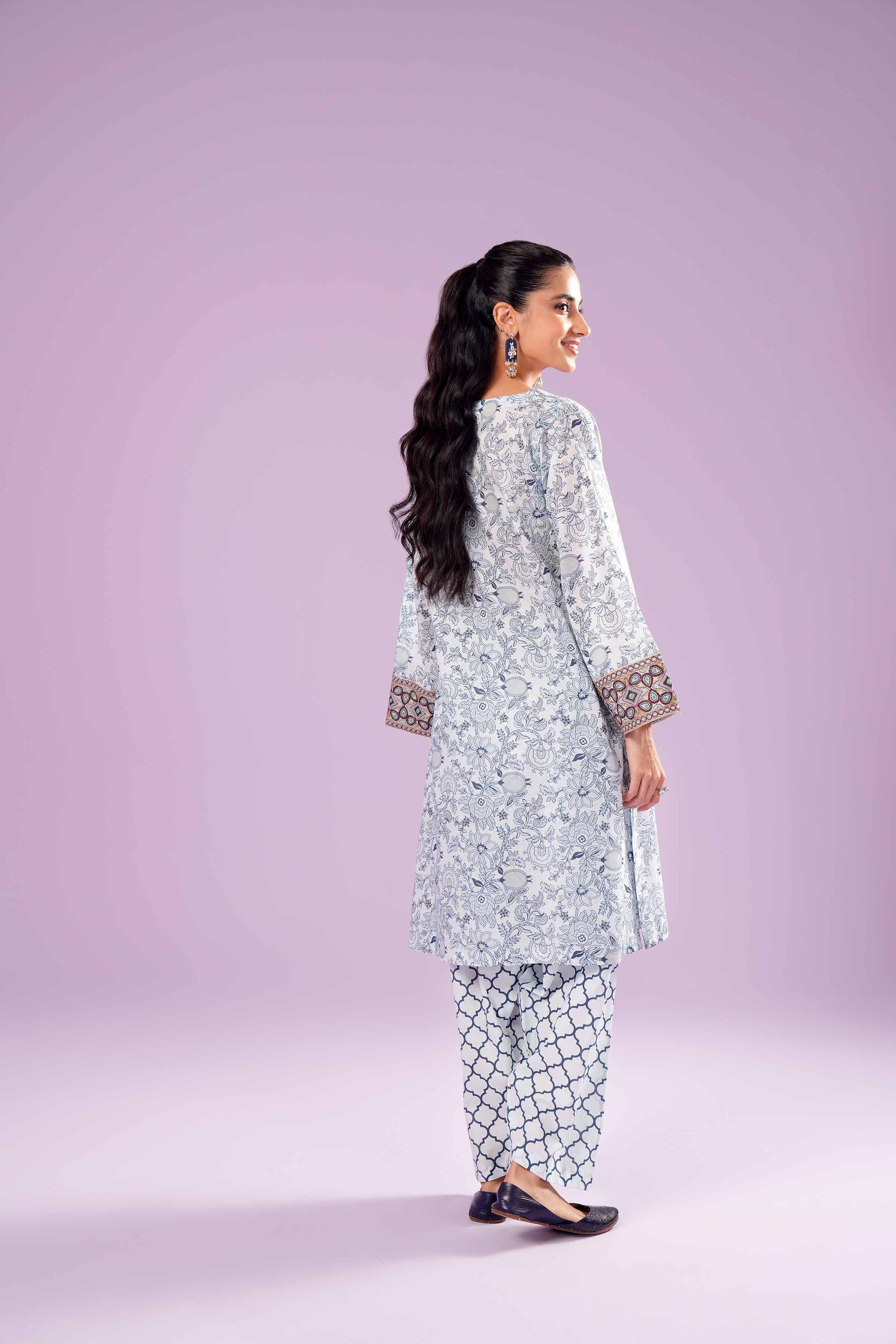2 Piece - Printed Embroidered Suit - PE24-391-1 - Image 3