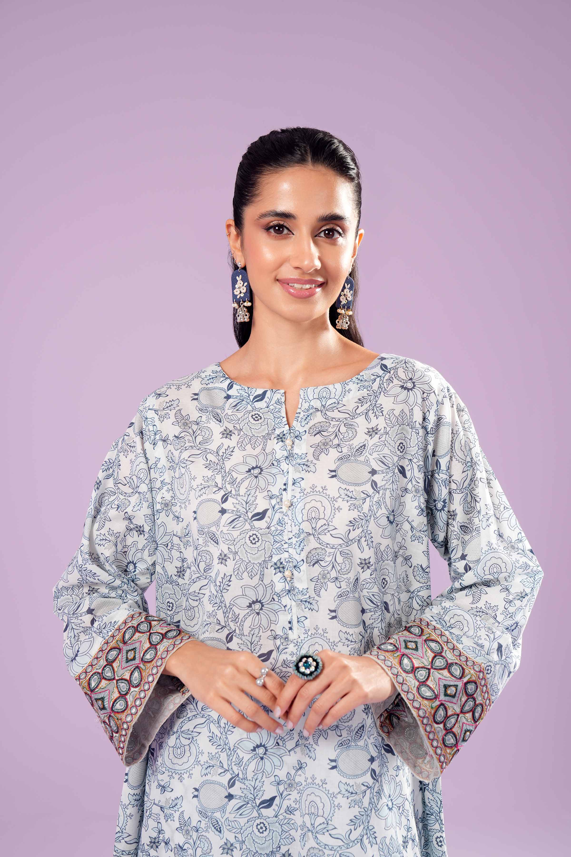 2 Piece - Printed Embroidered Suit - PE24-391-1 - Image 4
