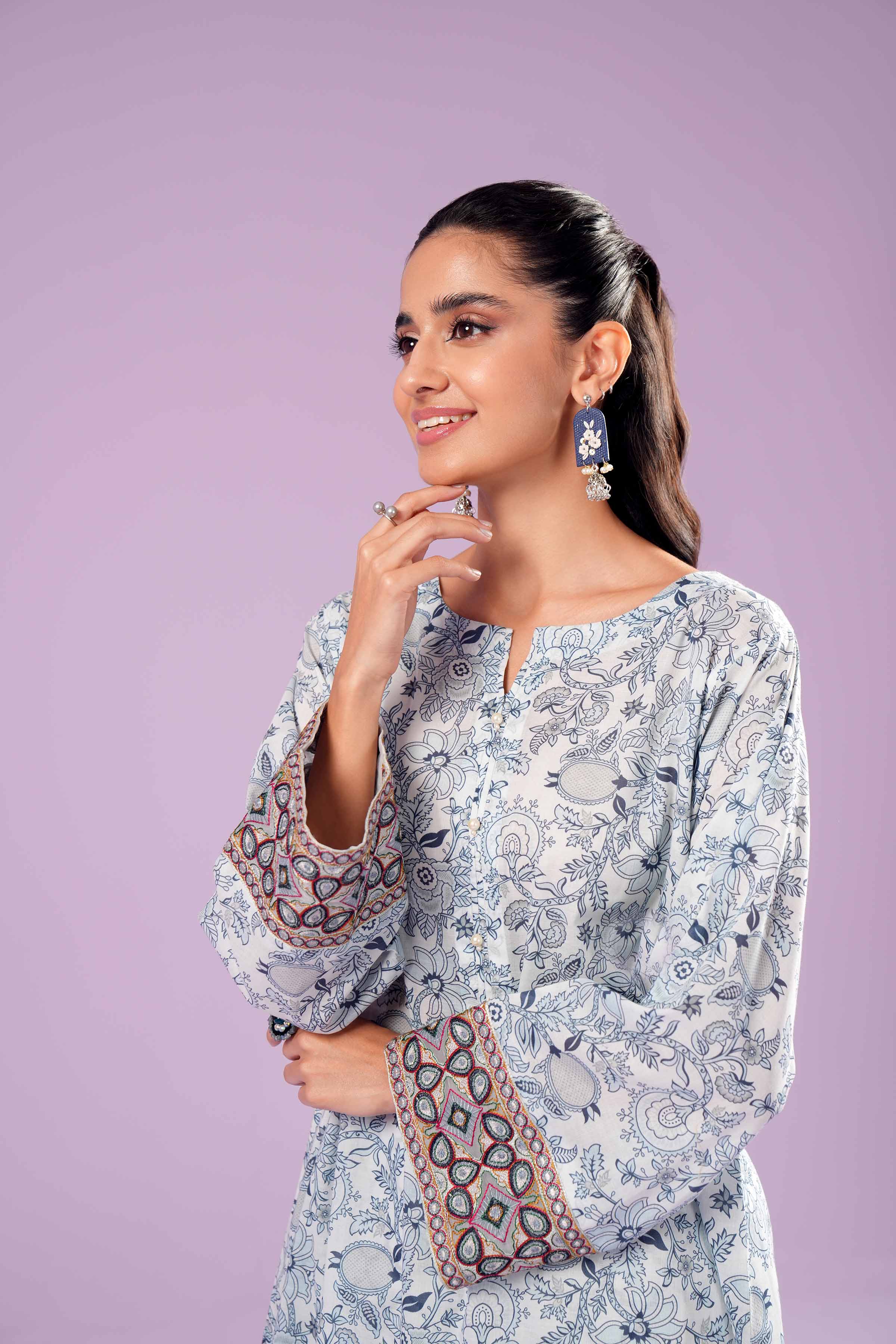 2 Piece - Printed Embroidered Suit - PE24-391-1 - Image 5