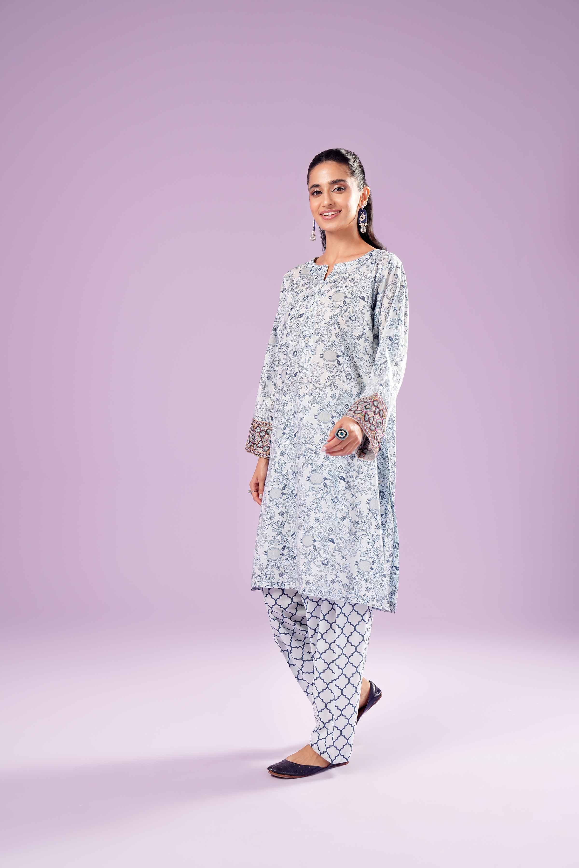 2 Piece - Printed Embroidered Suit - PE24-391-1 - Image 6