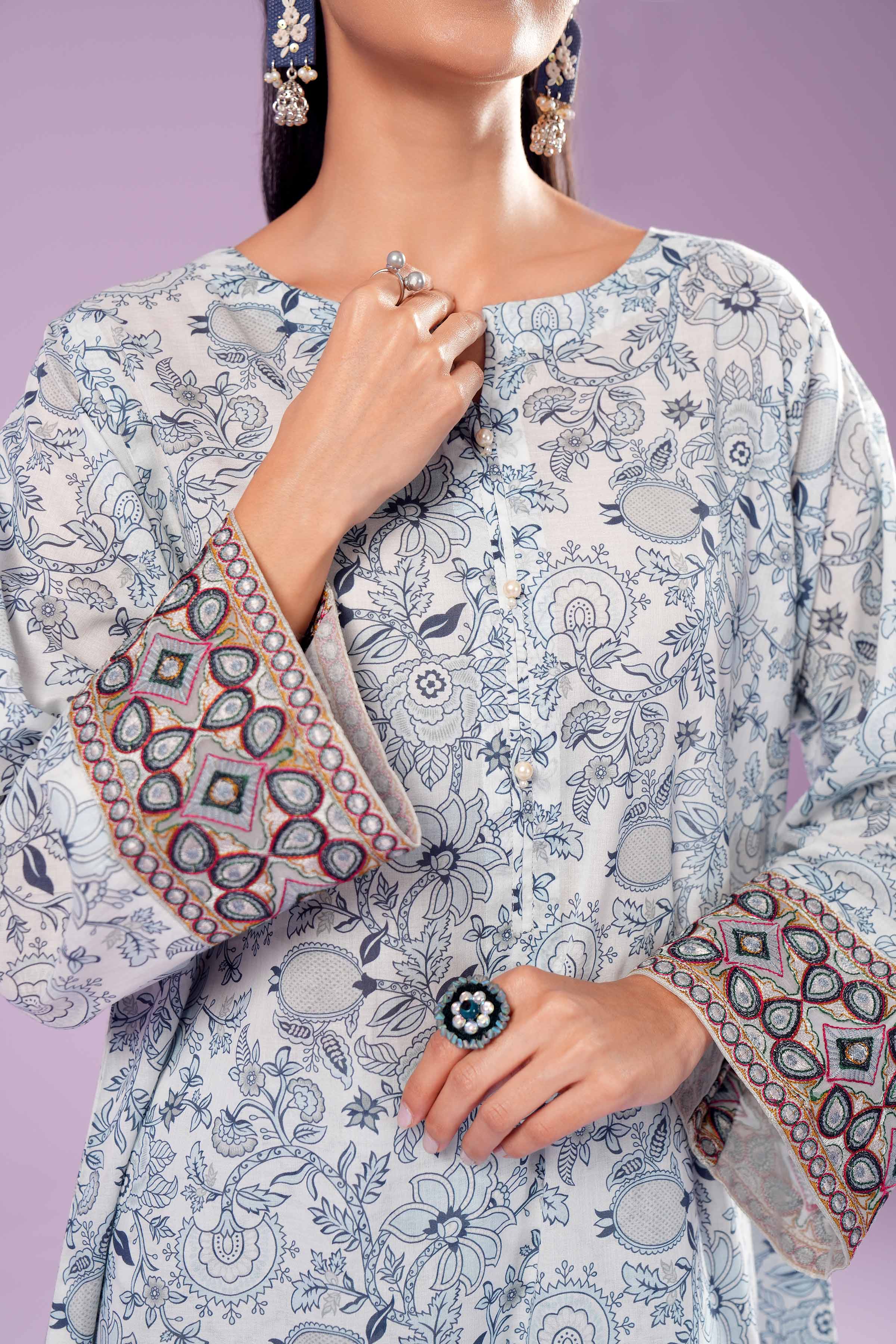 2 Piece - Printed Embroidered Suit - PE24-391-1 - Image 8