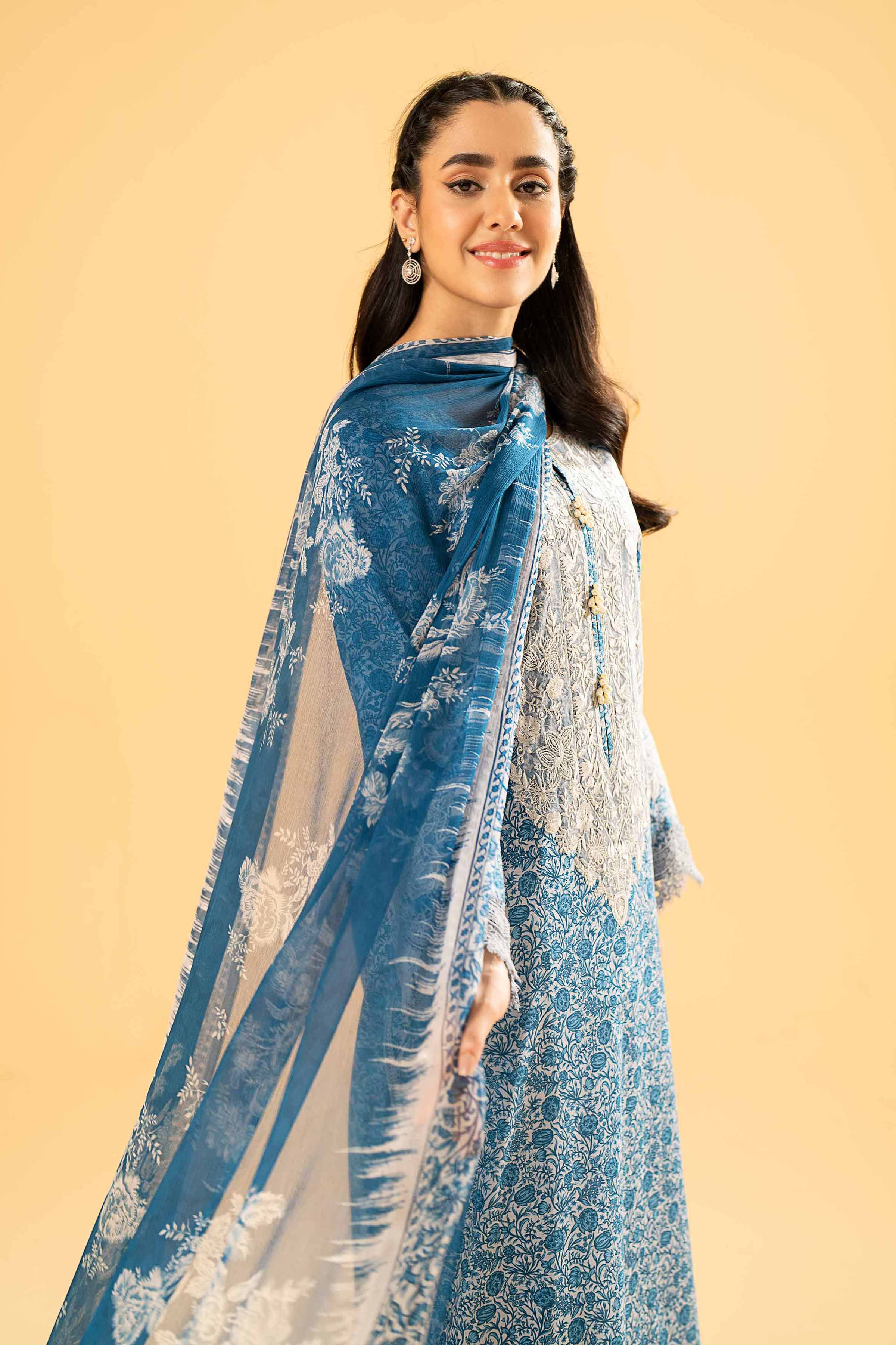 3 Piece - Printed Embroidered Suit - 42401806