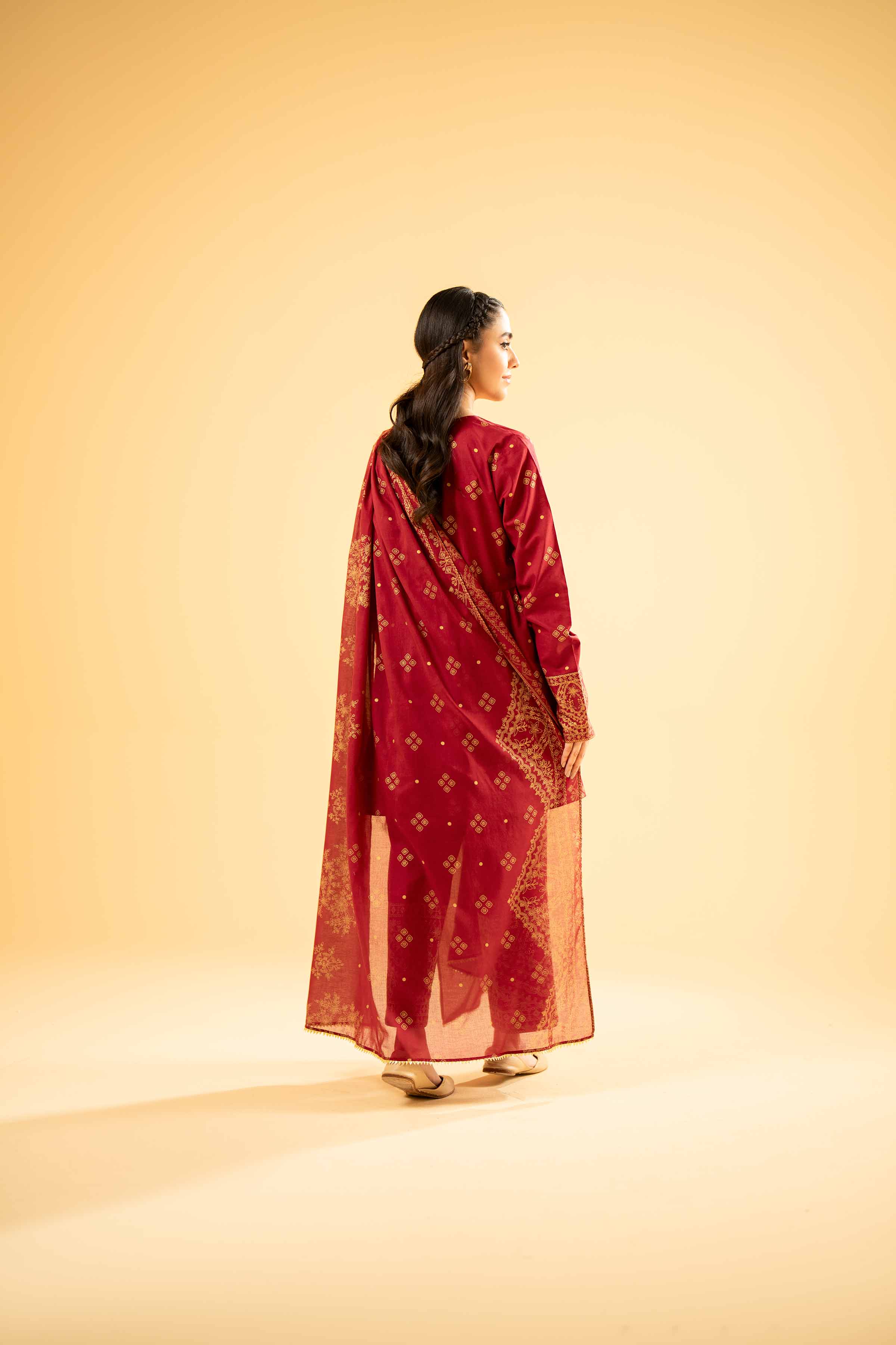 3 Piece - Gold Printed Embroidered Suit - 42401859 - Image 3