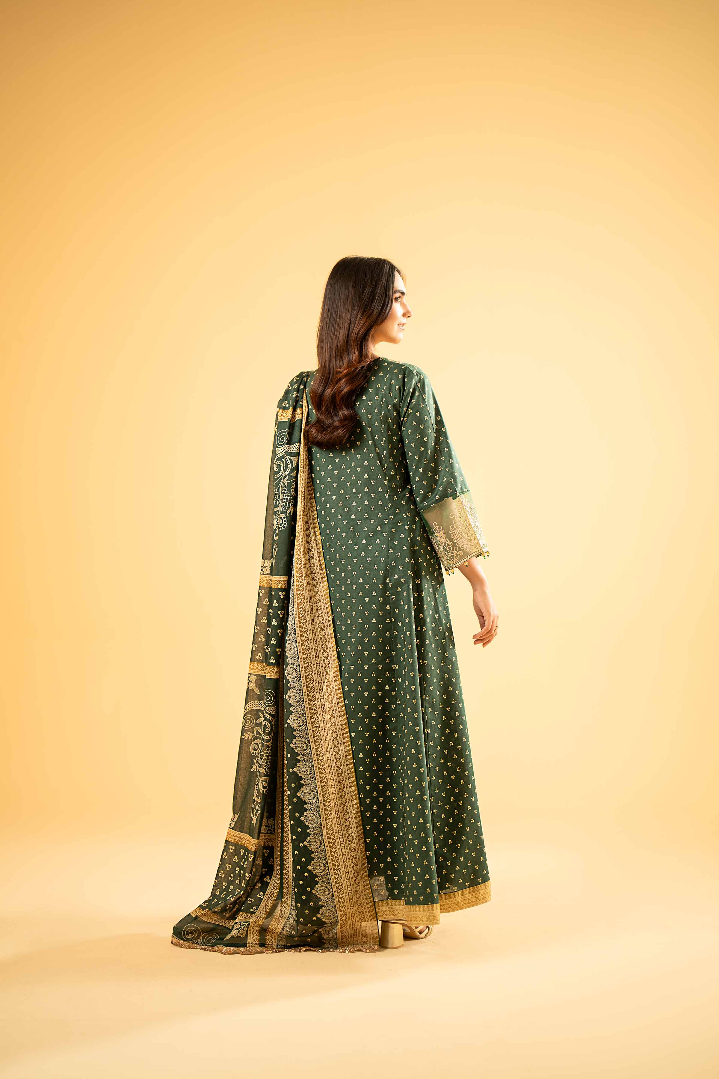 3 Piece - Gold Printed Embroidered Suit - 42401865 - Image 3
