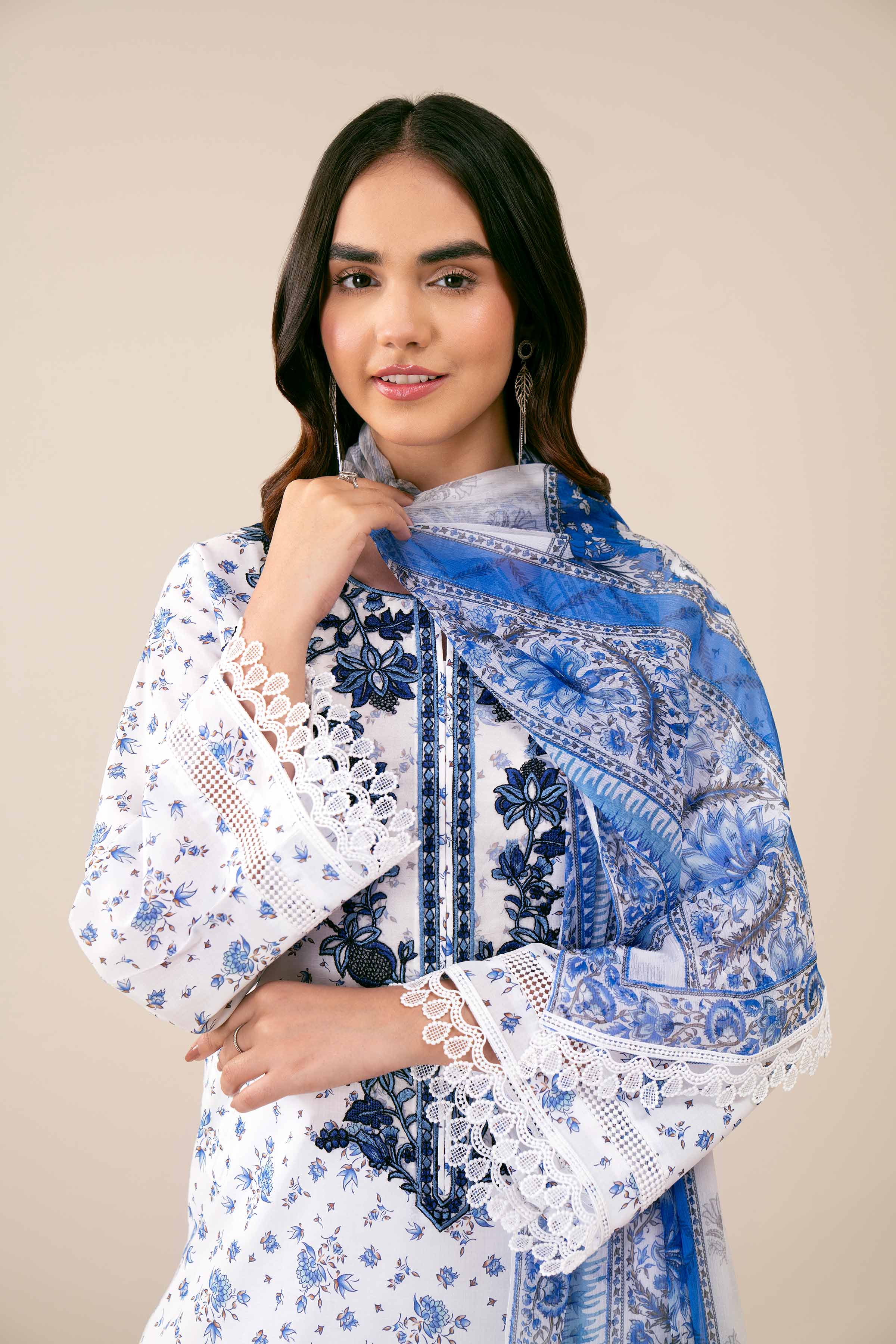 3 Piece - Printed Embroidered Suit - 42402035 - Image 9