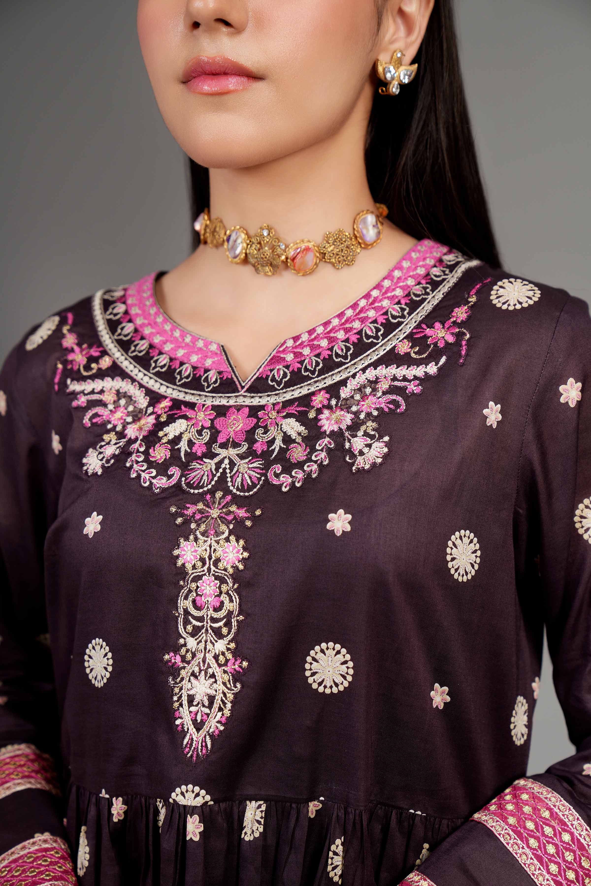 3 Piece - Printed Embroidered Suit - 42402064 - Image 5