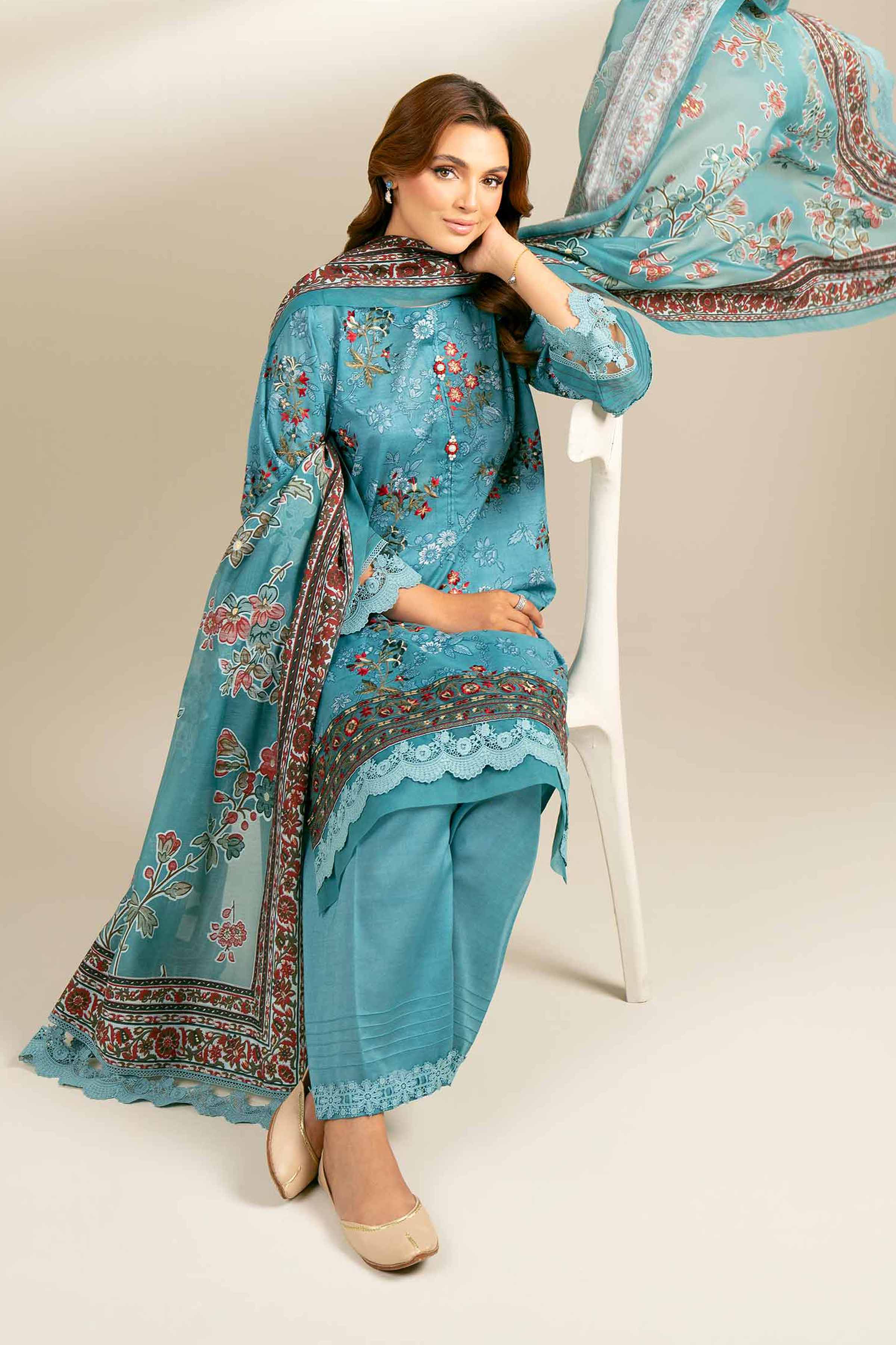 3 Piece - Printed Embroidered Suit - 42402129 - Image 2