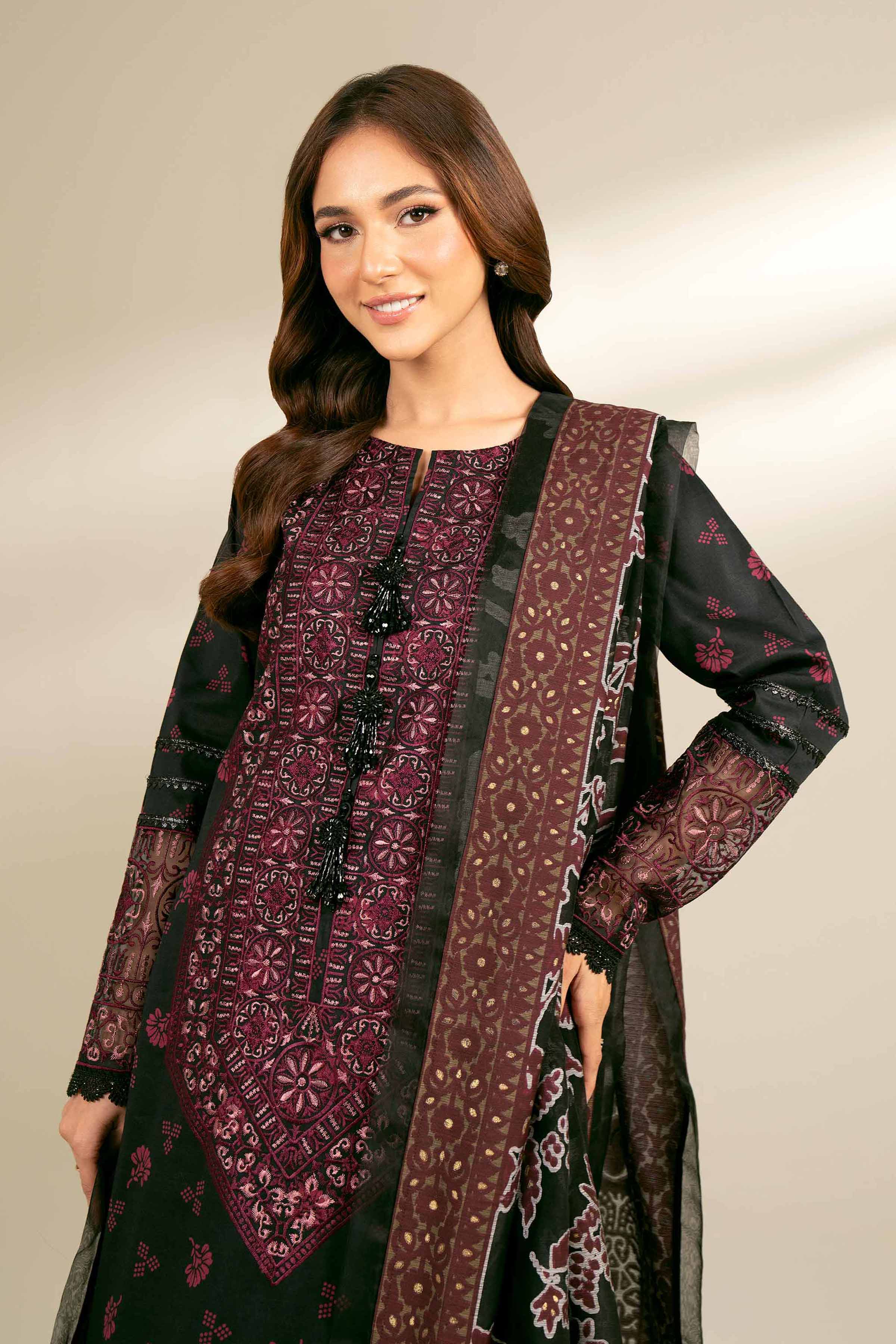 3 Piece - Printed Embroidered Suit - 42402133 - Image 3