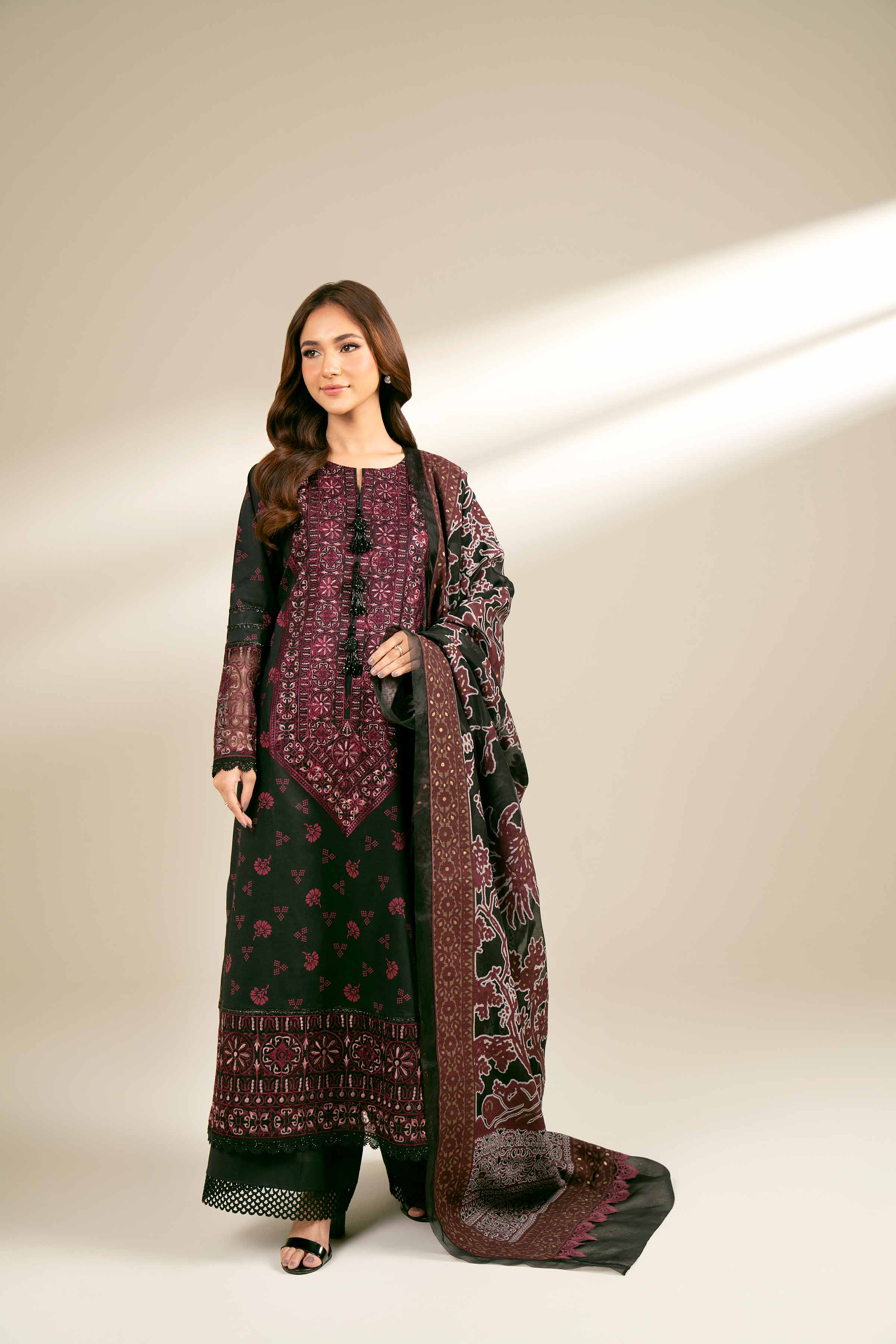 3 Piece - Printed Embroidered Suit - 42402133 - Image 8