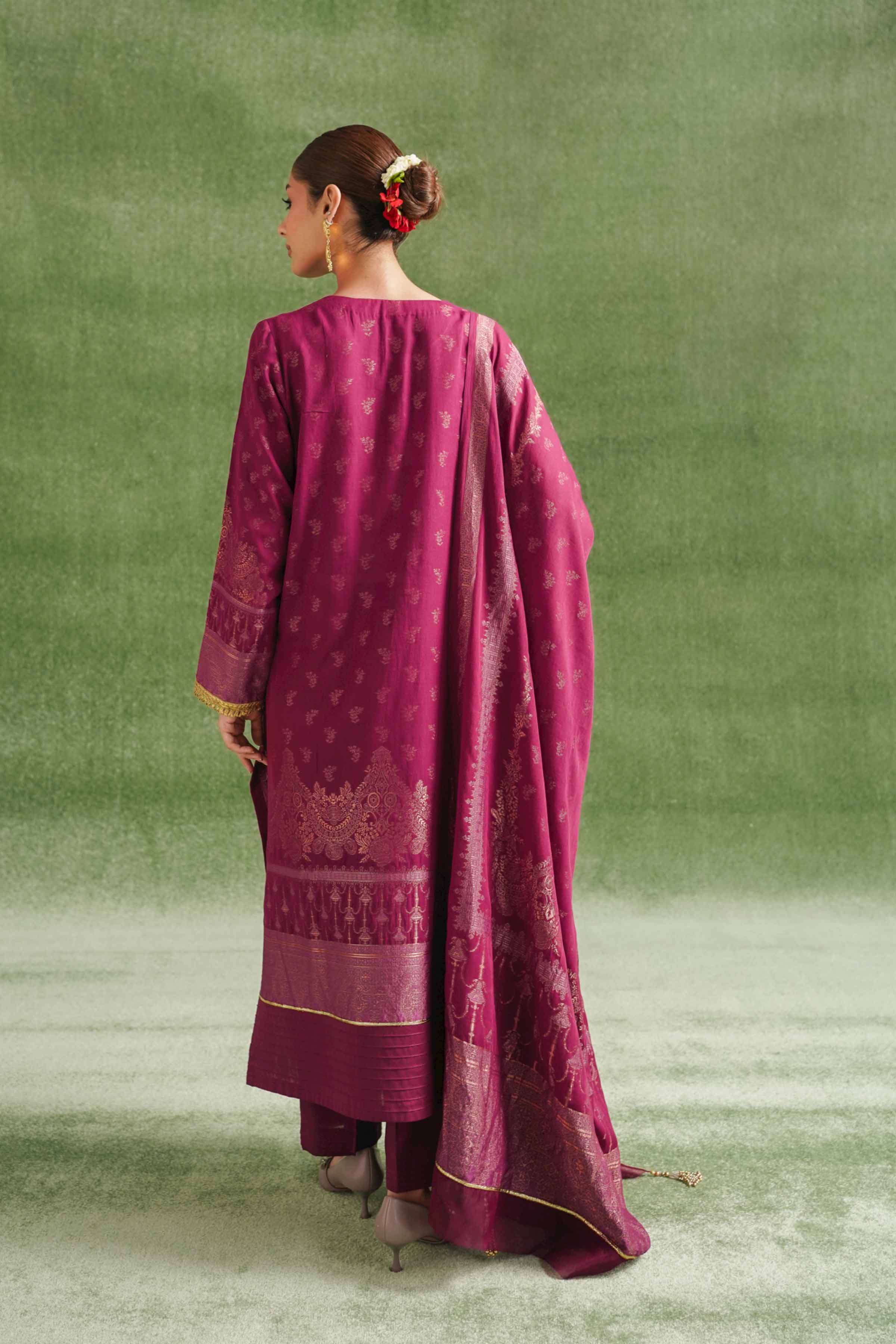 3 Piece - Jacquard Embroidered Suit - 42404356 - Image 3