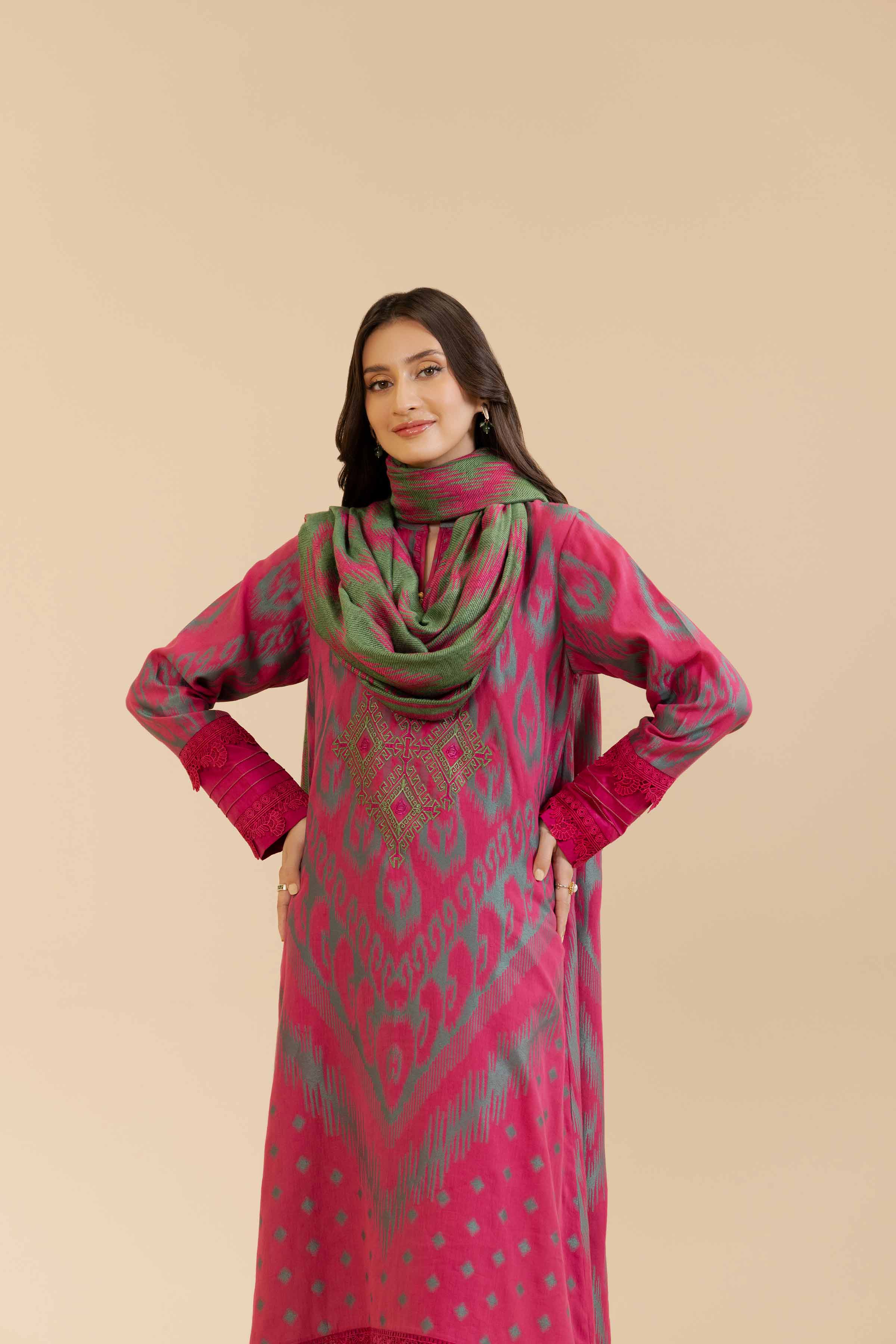 3 Piece - Jacquard Embroidered Suit - 42404362 - Image 3