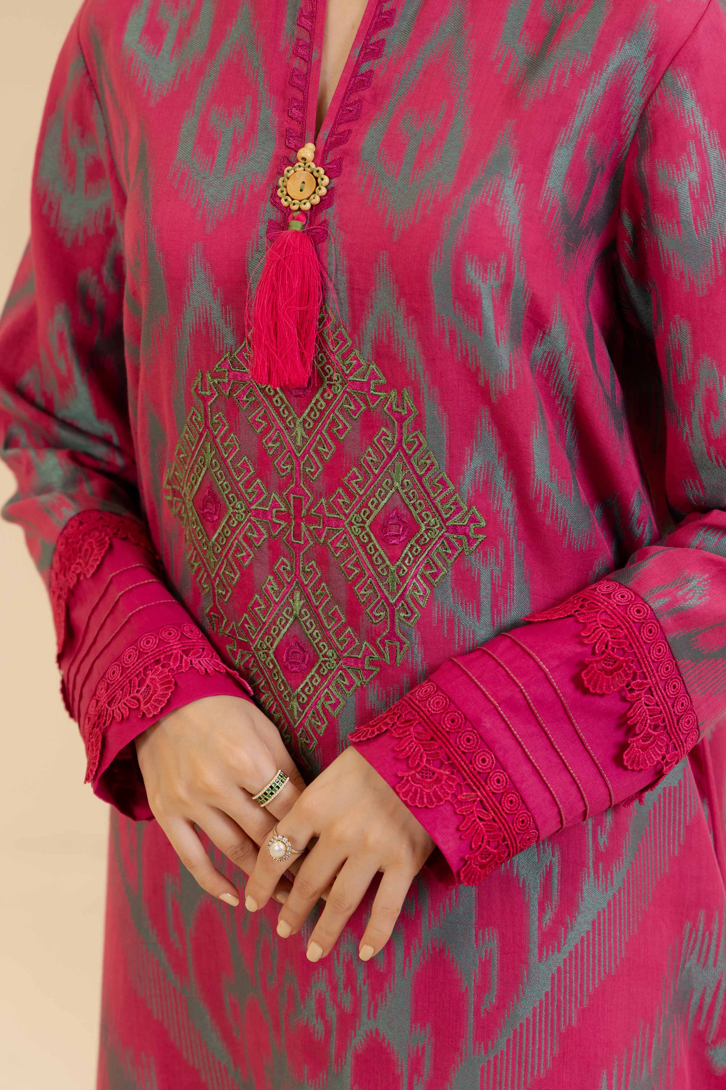 3 Piece - Jacquard Embroidered Suit - 42404362 - Image 5