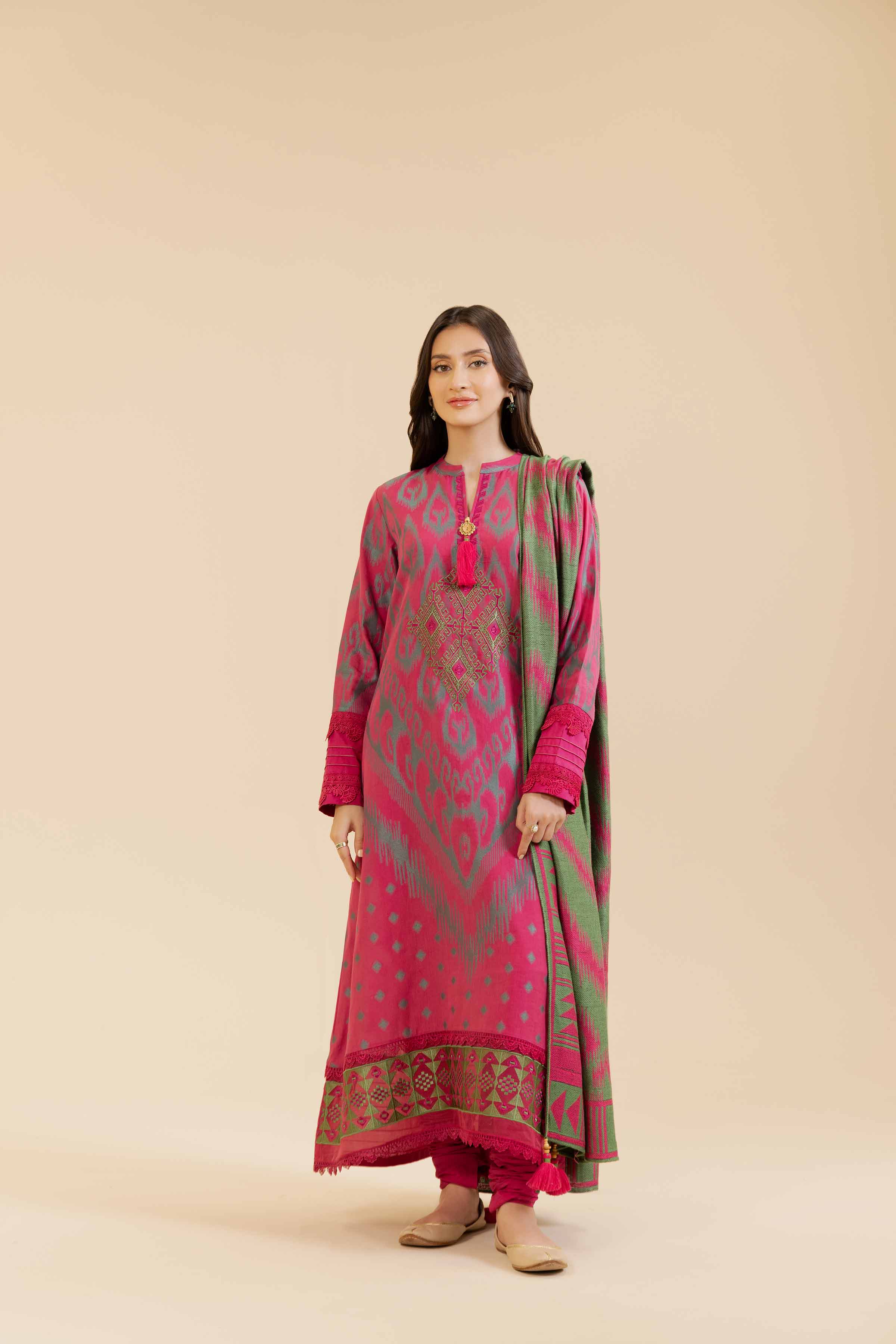 3 Piece - Jacquard Embroidered Suit - 42404362 - Image 6