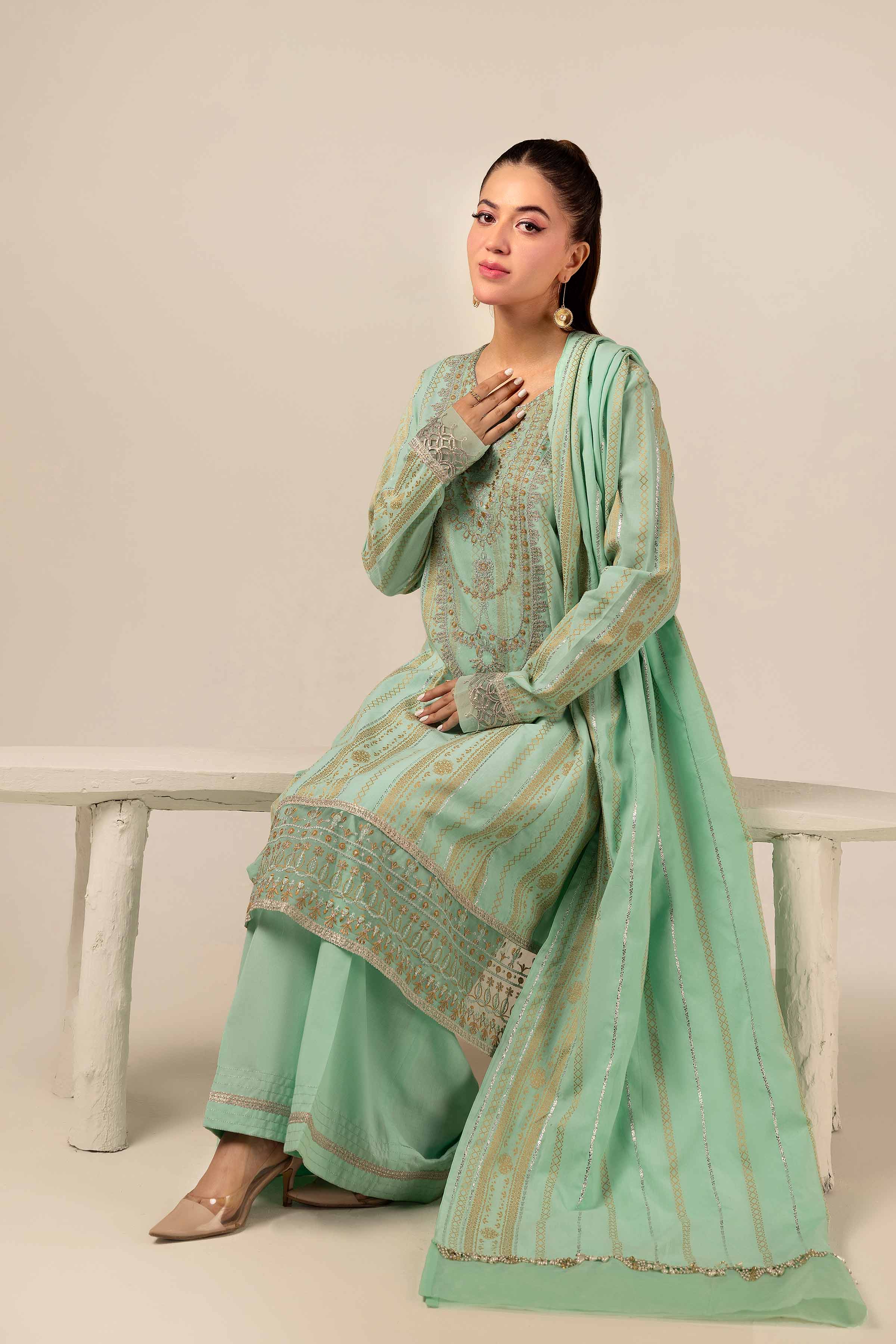 3 Piece - Jacquard Embroidered Suit - 42404375 - Image 5