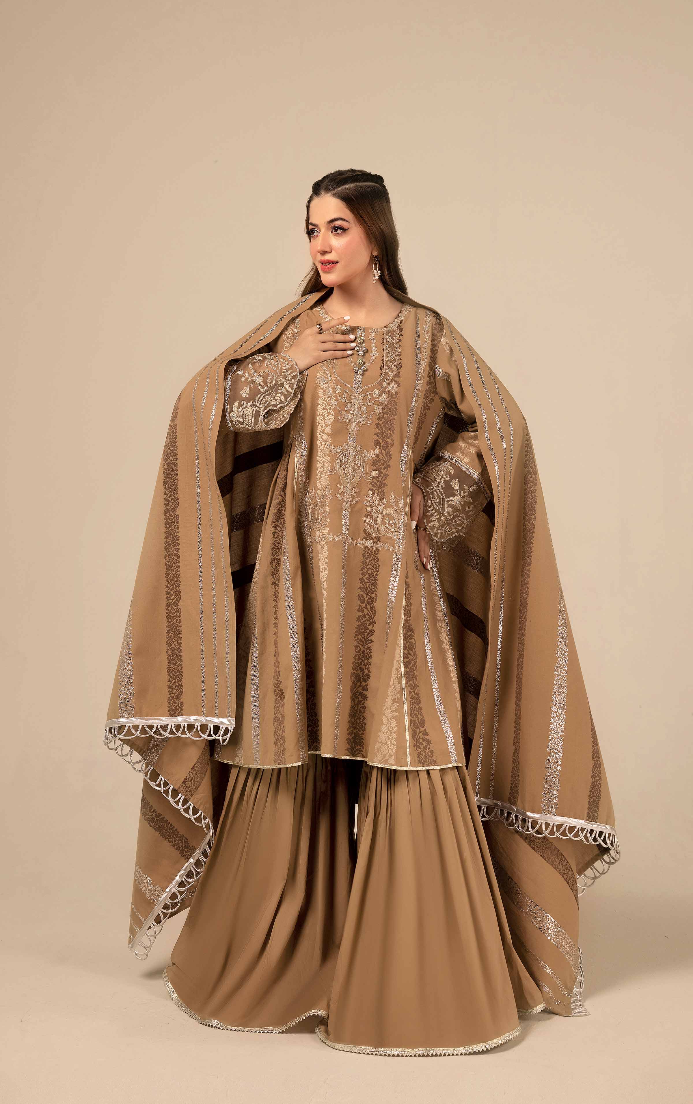 3 Piece - Jacquard Embroidered Suit - 42404376 - Image 4