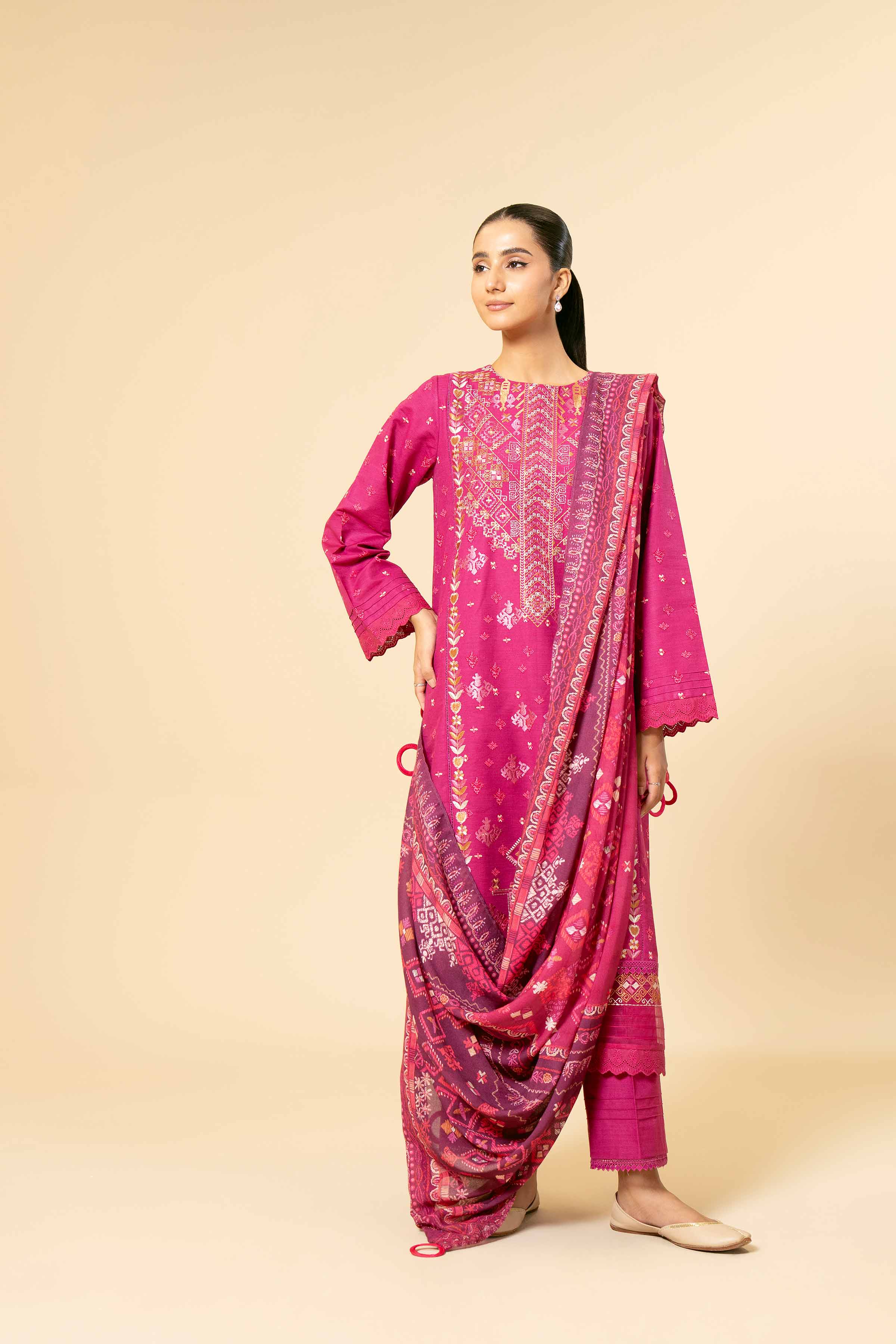 3 Piece - Printed Embroidered Suit - 42404932 - Image 6