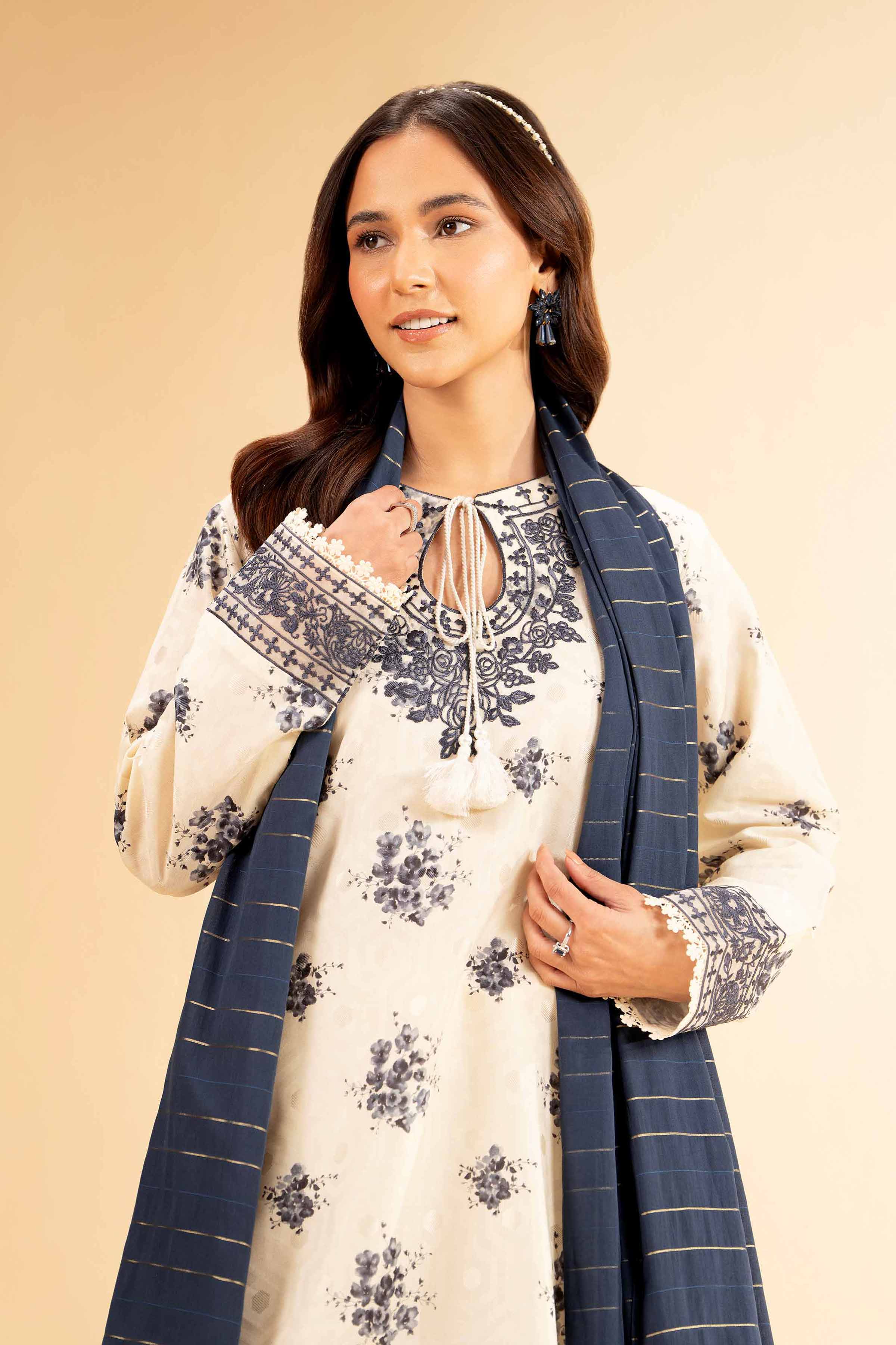 3 Piece - Digital Printed Jacquard Embroidered Suit - 42501303 - Image 2