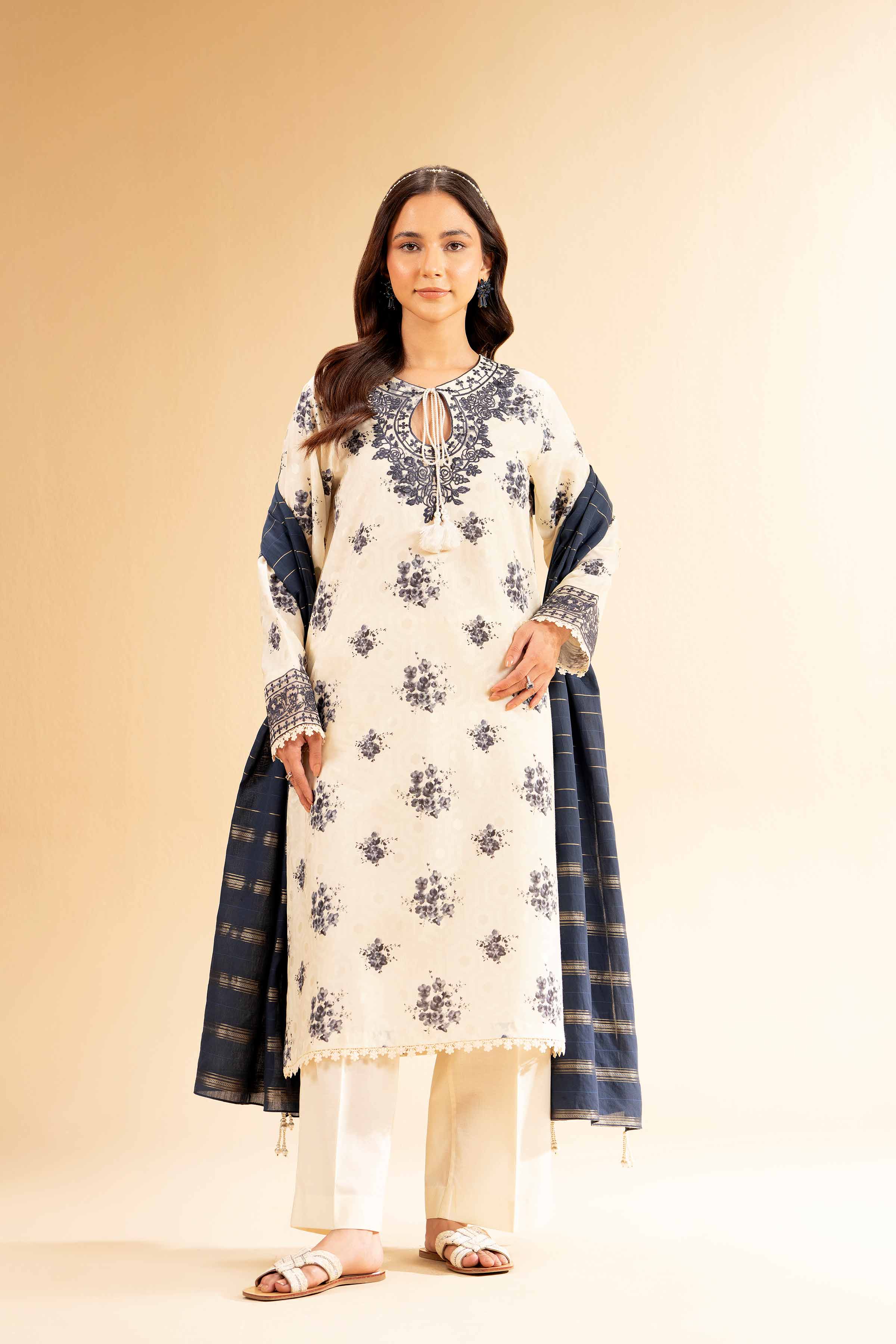 3 Piece - Digital Printed Jacquard Embroidered Suit - 42501303 - Image 6