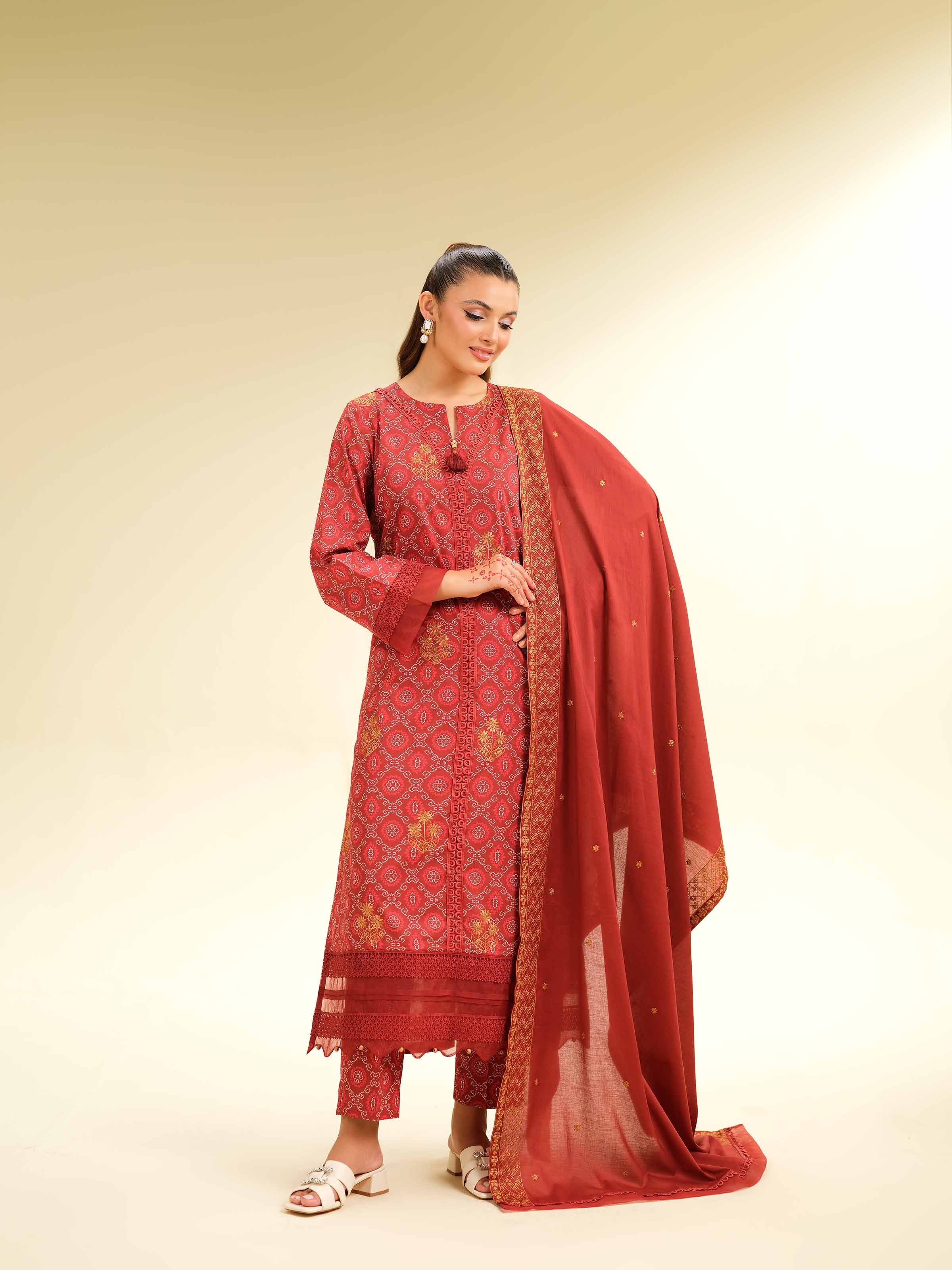 3 Piece - Printed Embroidered Suit - 42501363 - Image 6