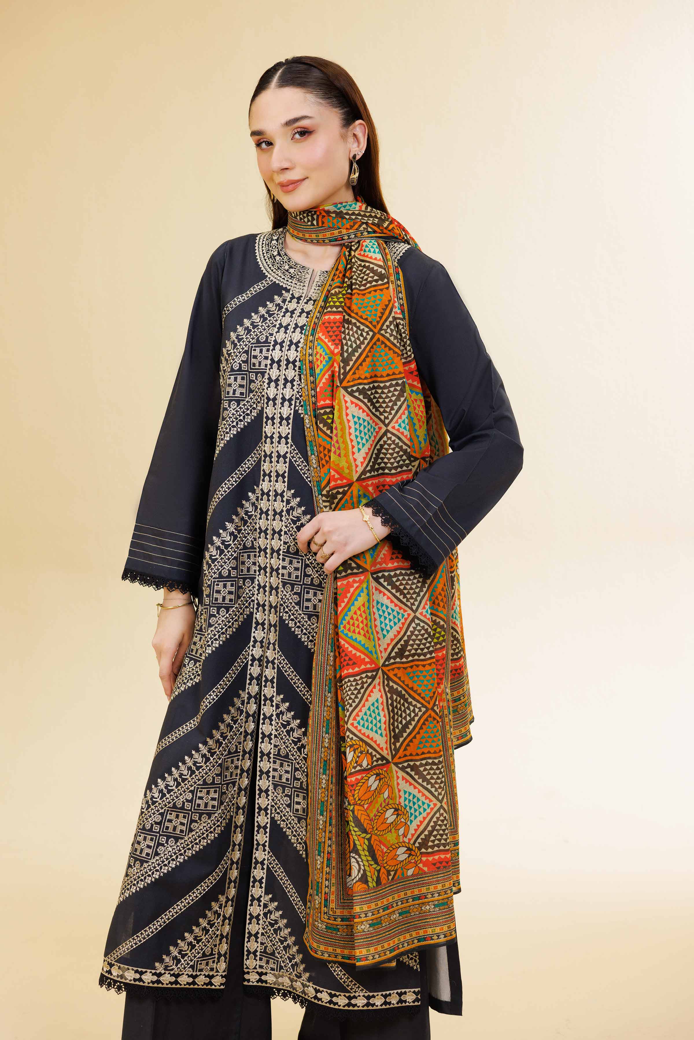 3 Piece - Digital Printed Embroidered Suit - 42501579