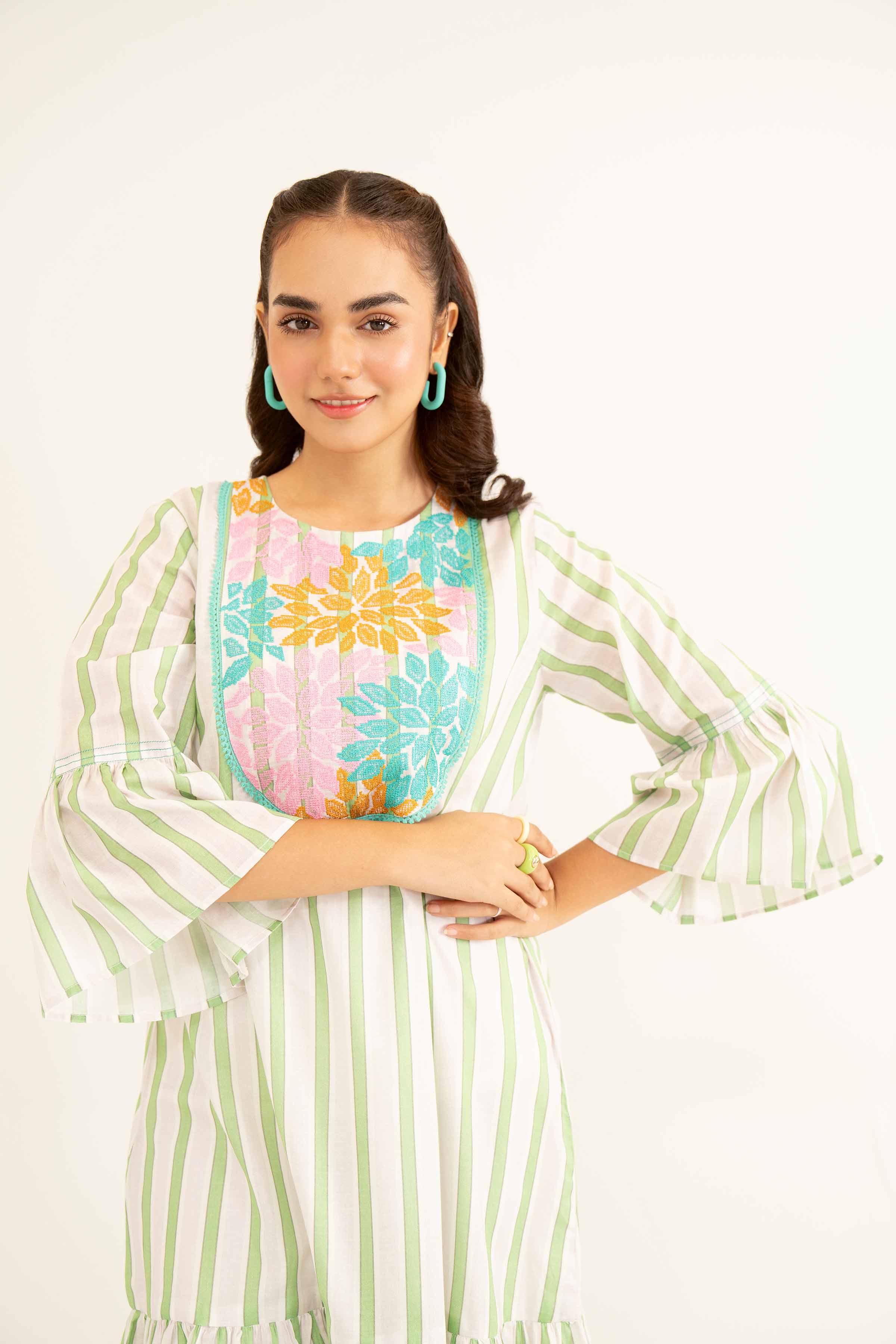 Printed Embroidered Dress- AS24-94 - Image 2