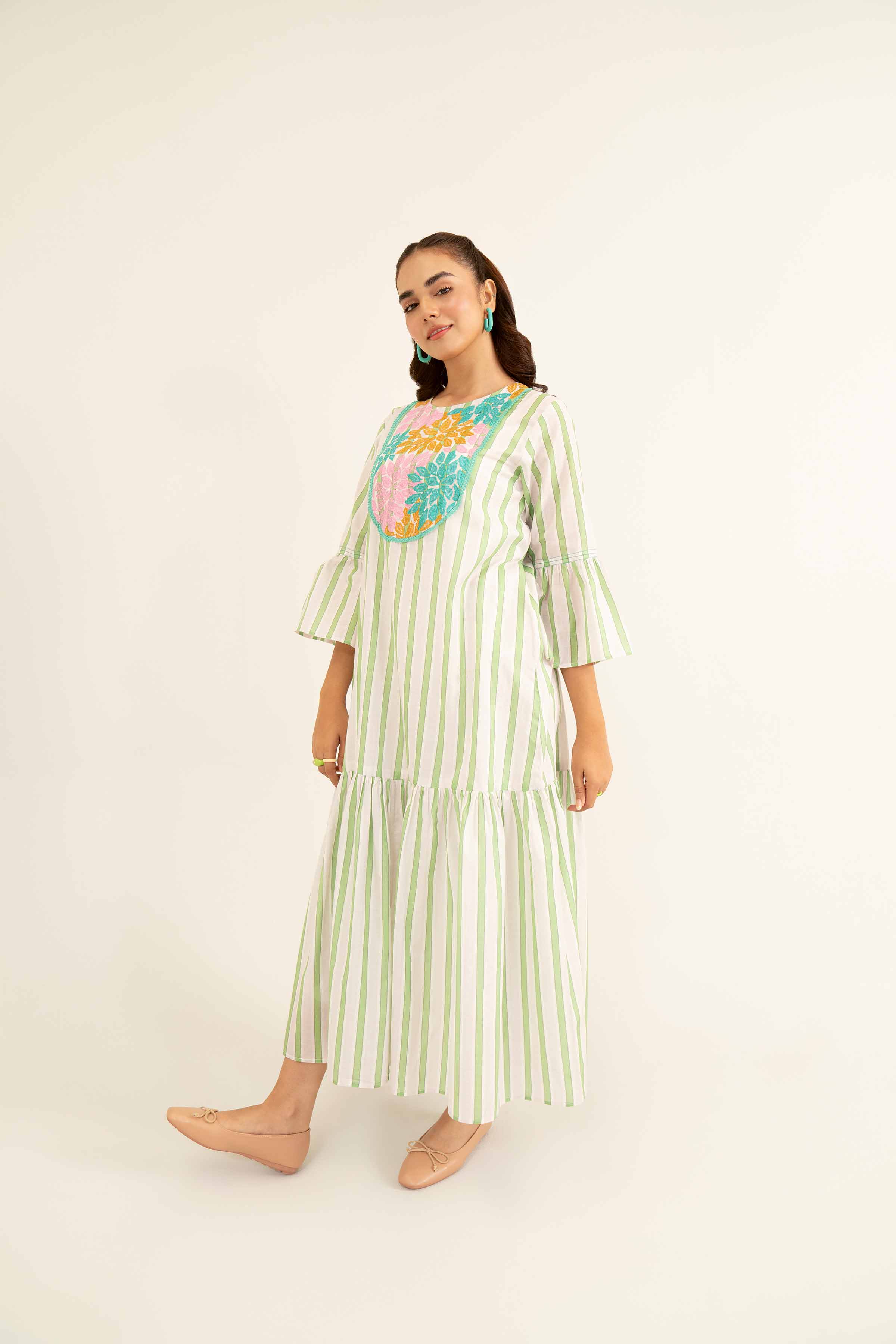 Printed Embroidered Dress- AS24-94 - Image 3