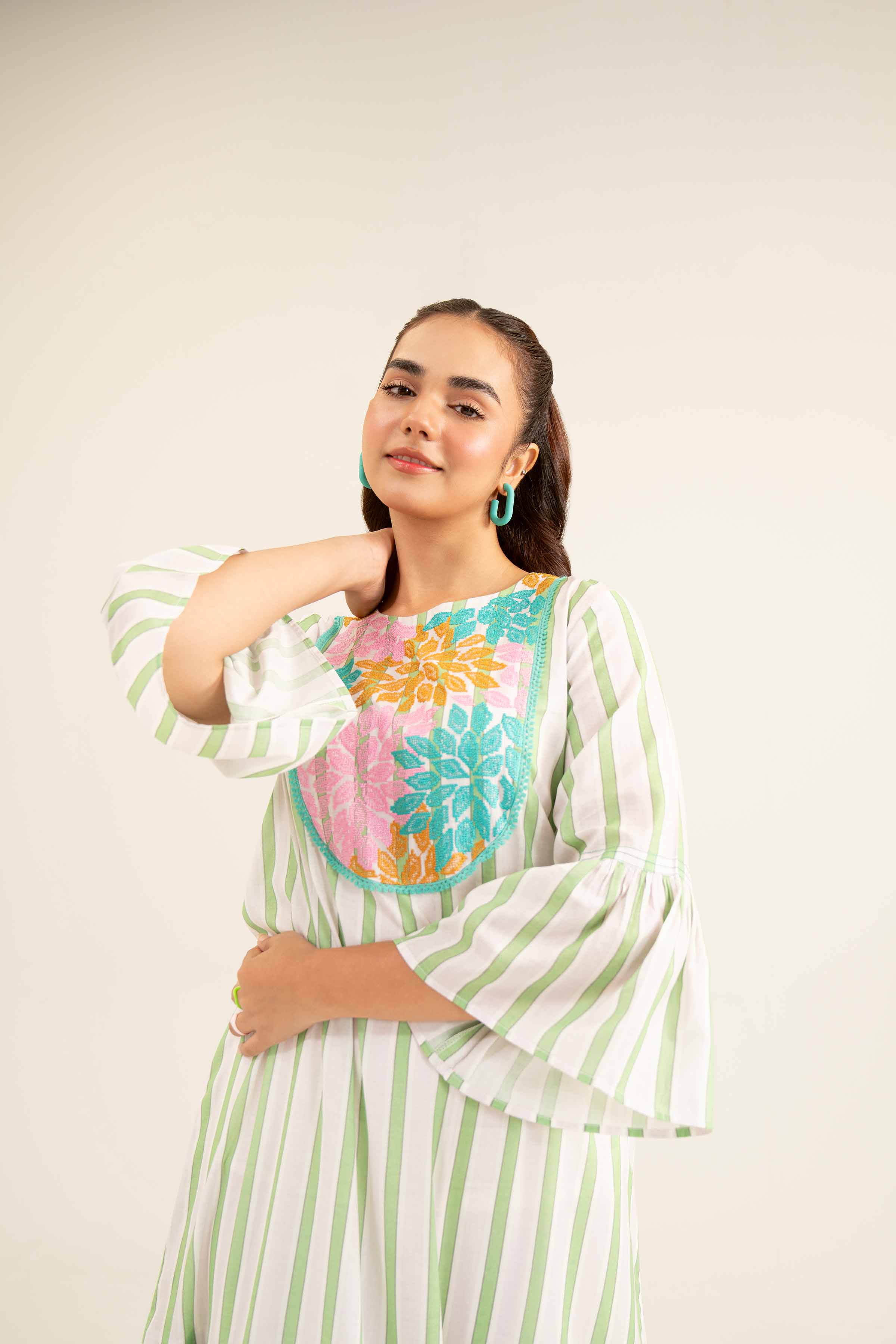 Printed Embroidered Dress- AS24-94 - Image 5