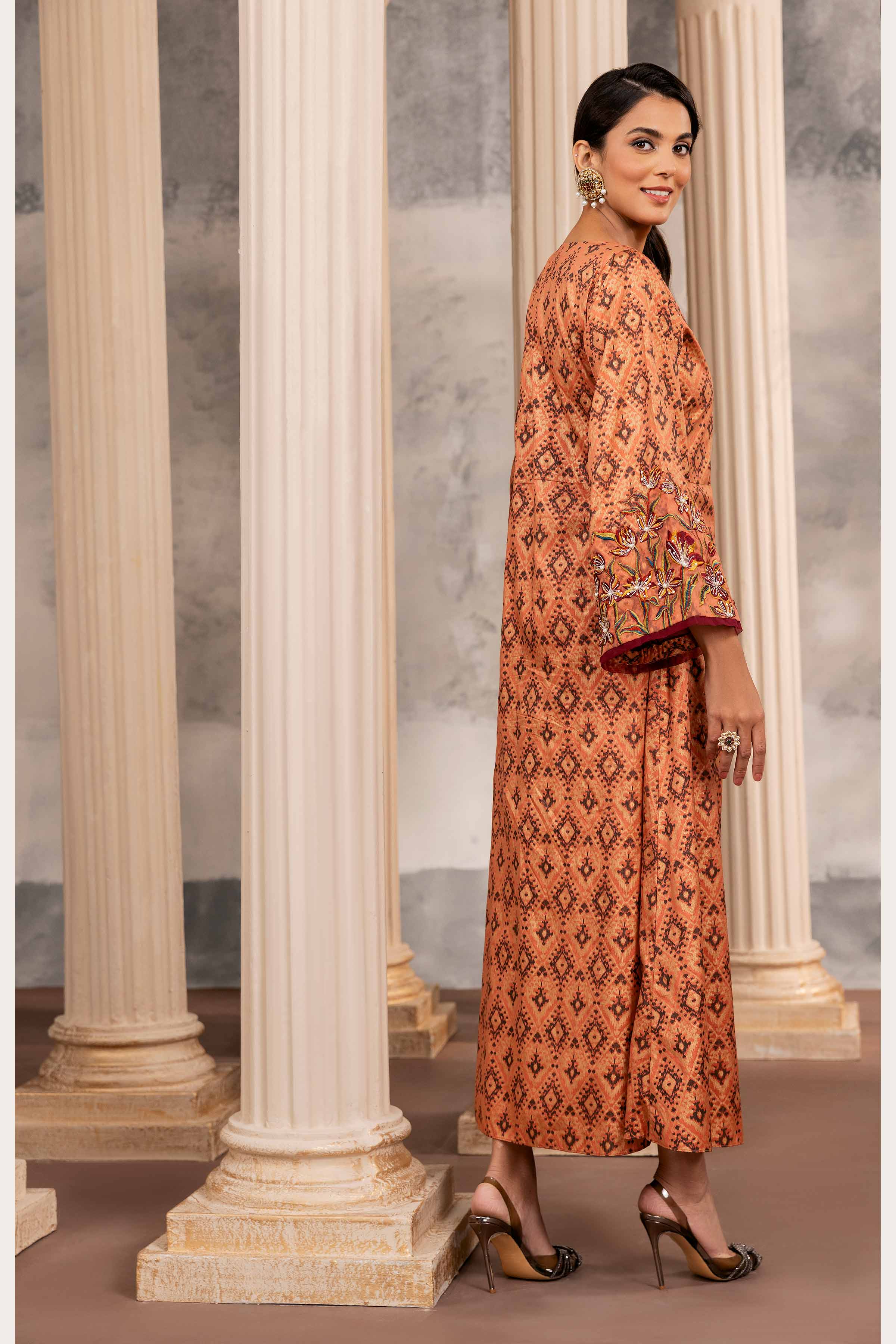Printed Embroidered Long Dress - FW23-11 - Image 2