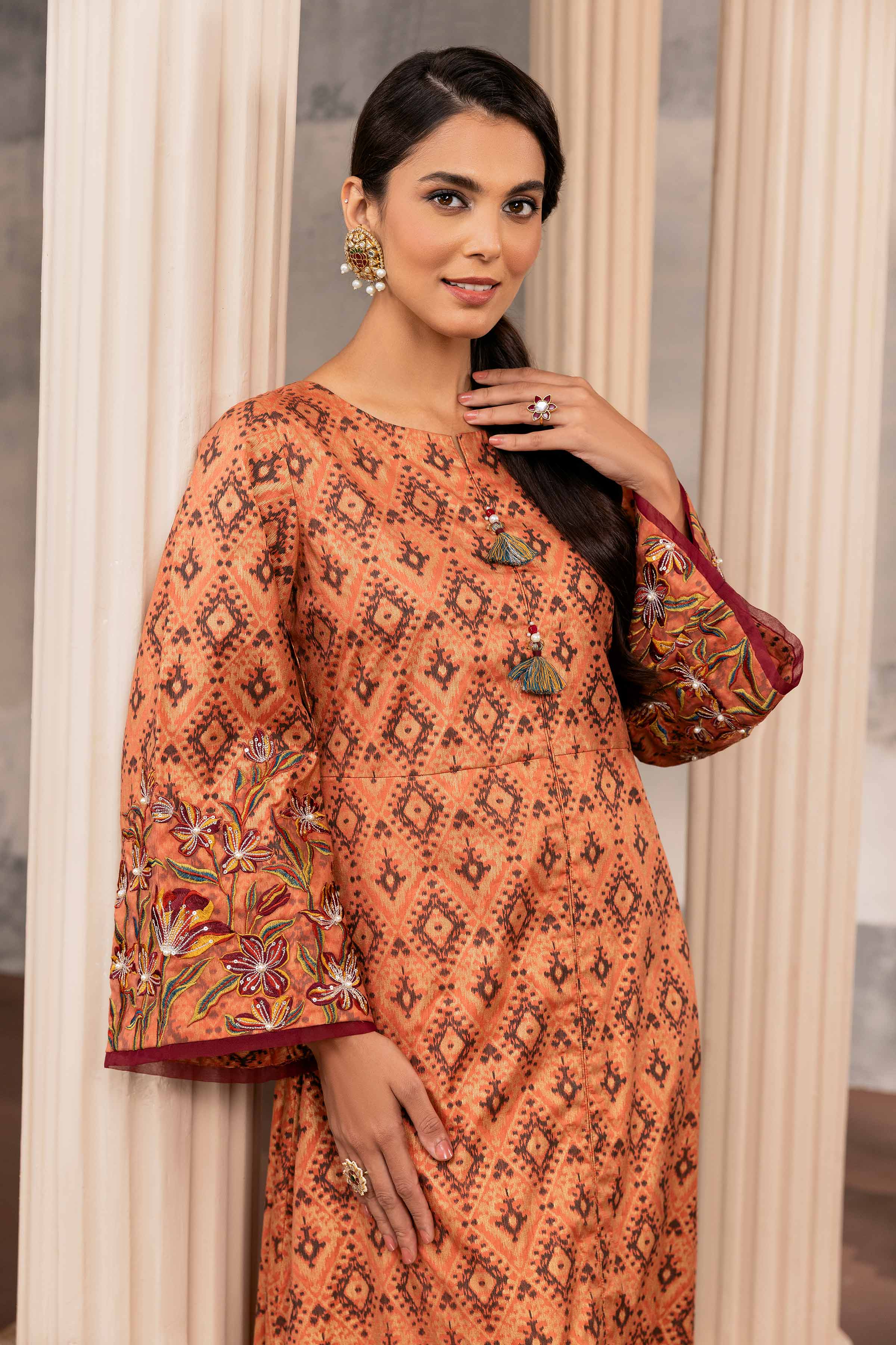 Printed Embroidered Long Dress - FW23-11 - Image 3