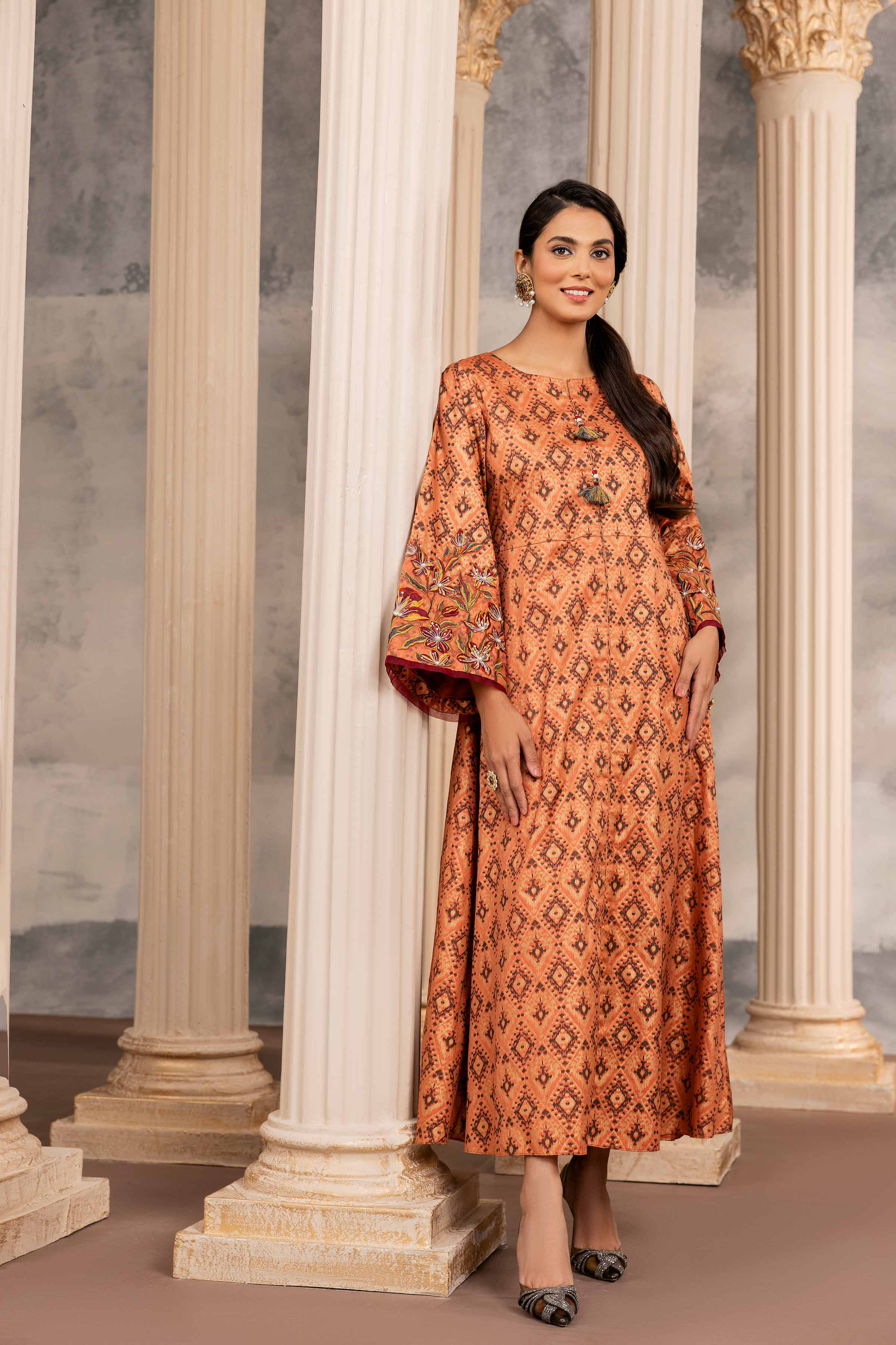Printed Embroidered Long Dress - FW23-11 - Image 4