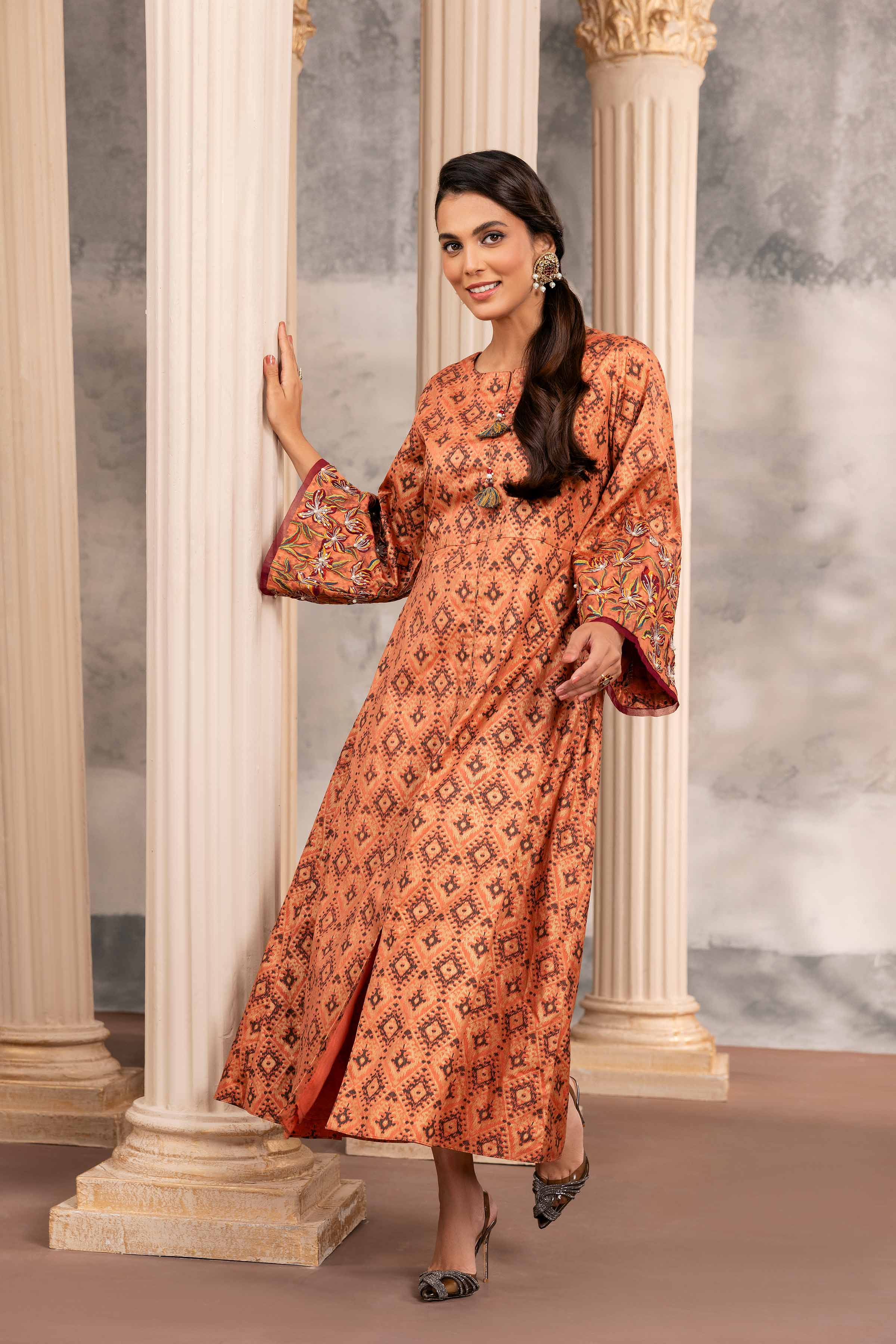 Printed Embroidered Long Dress - FW23-11 - Image 5