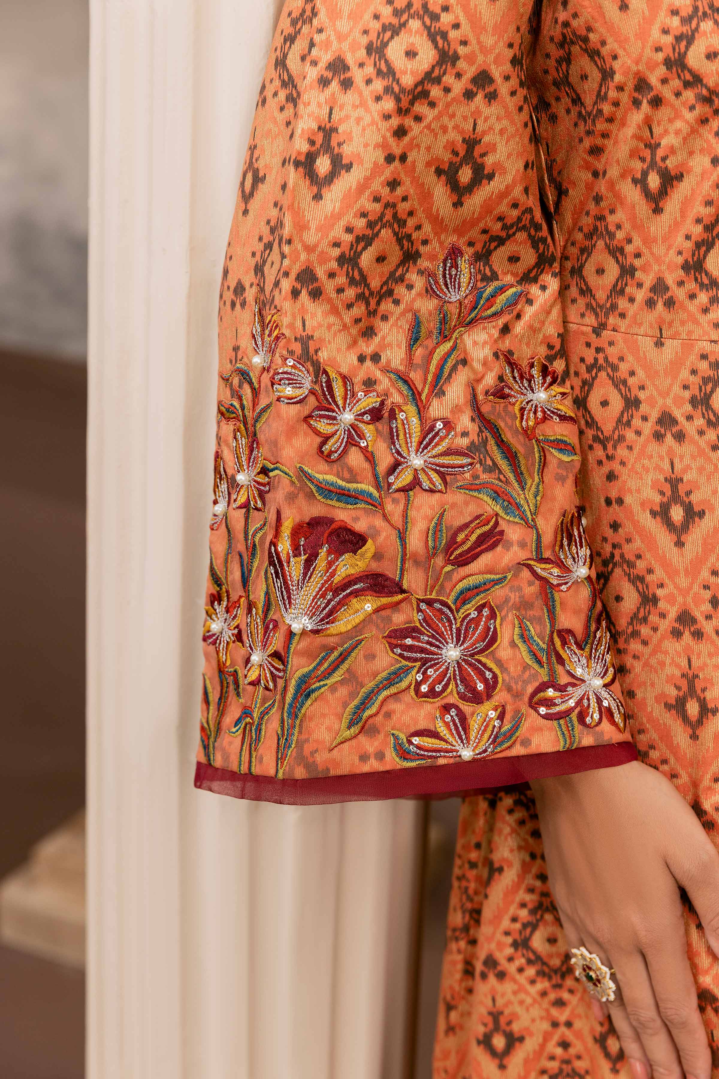 Printed Embroidered Long Dress - FW23-11 - Image 6
