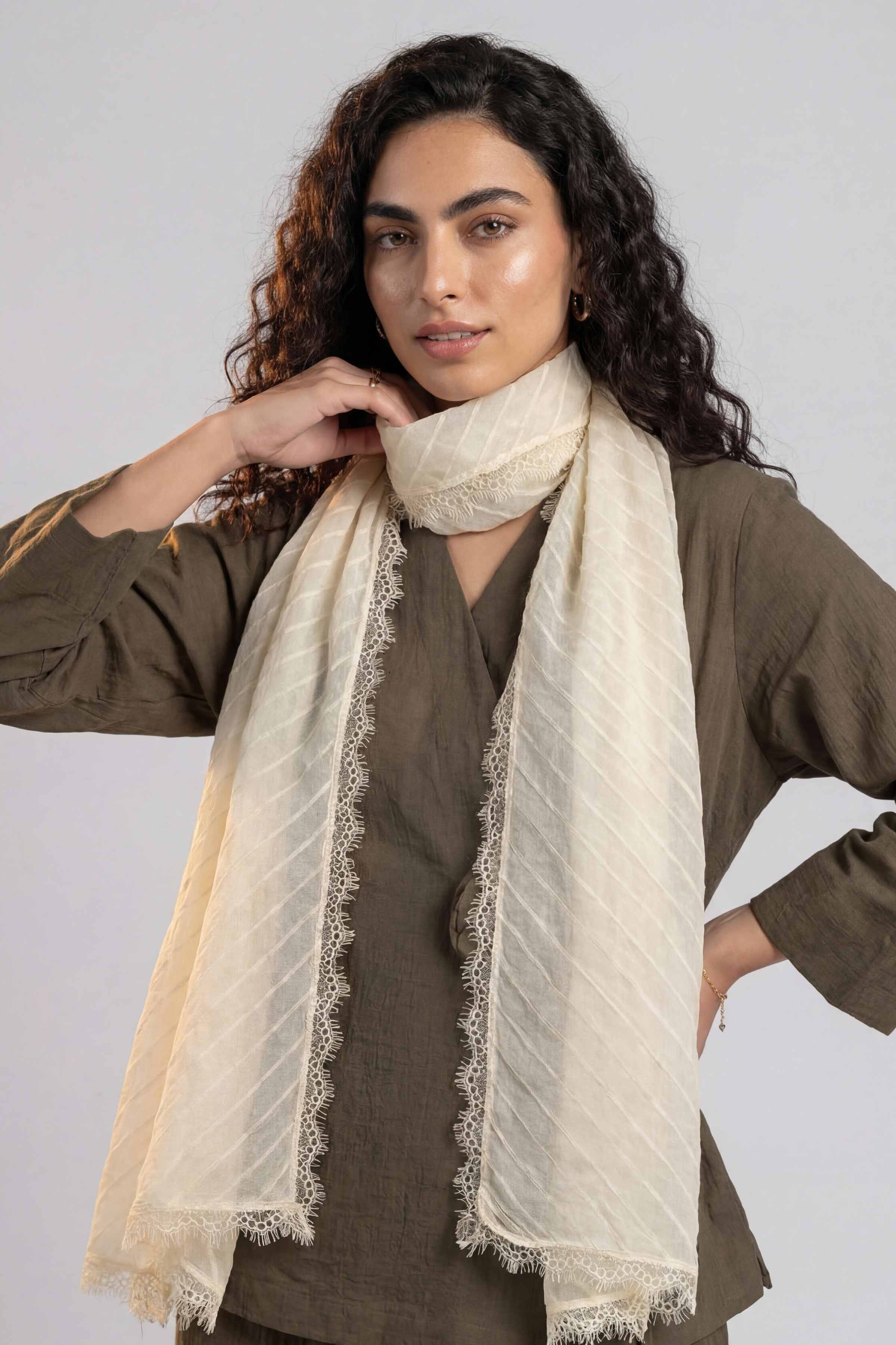 Beige Women Scarf-447882118 - Image 3