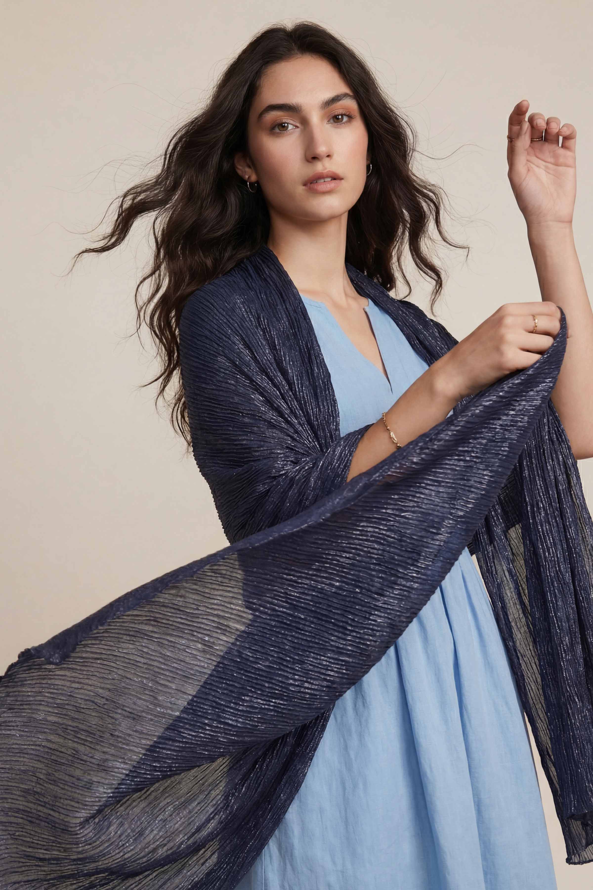 Navy Women Scarf-447922121 - Image 5