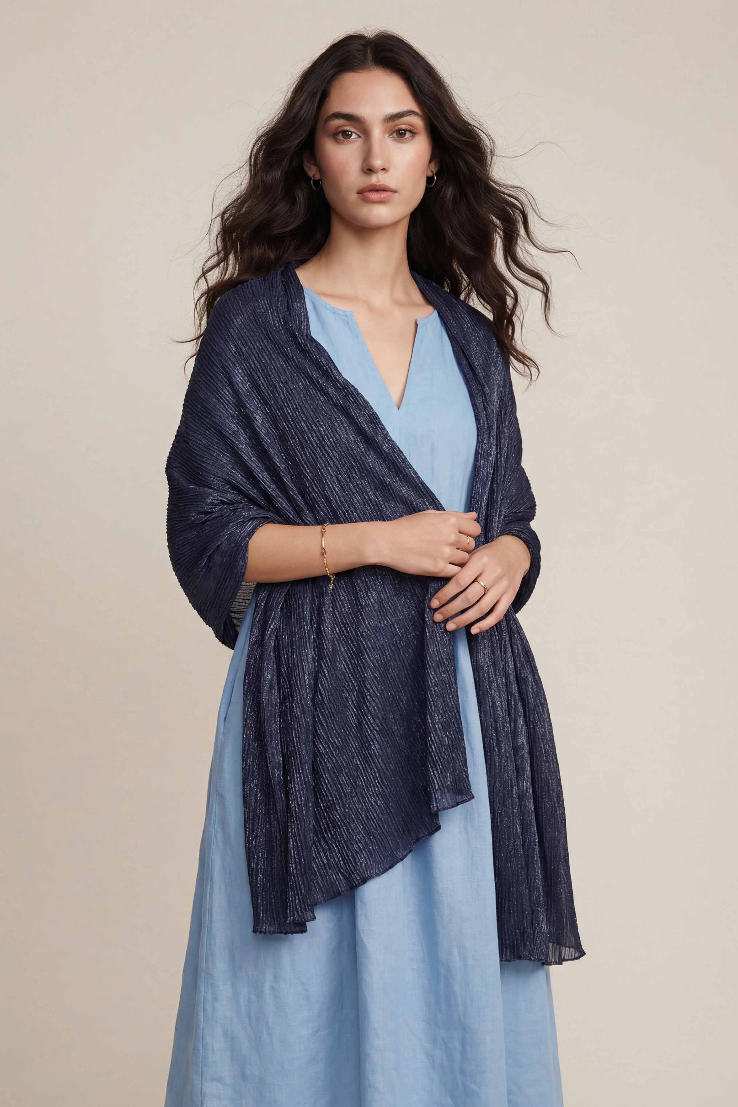 Navy Women Scarf-447922121 - Image 6