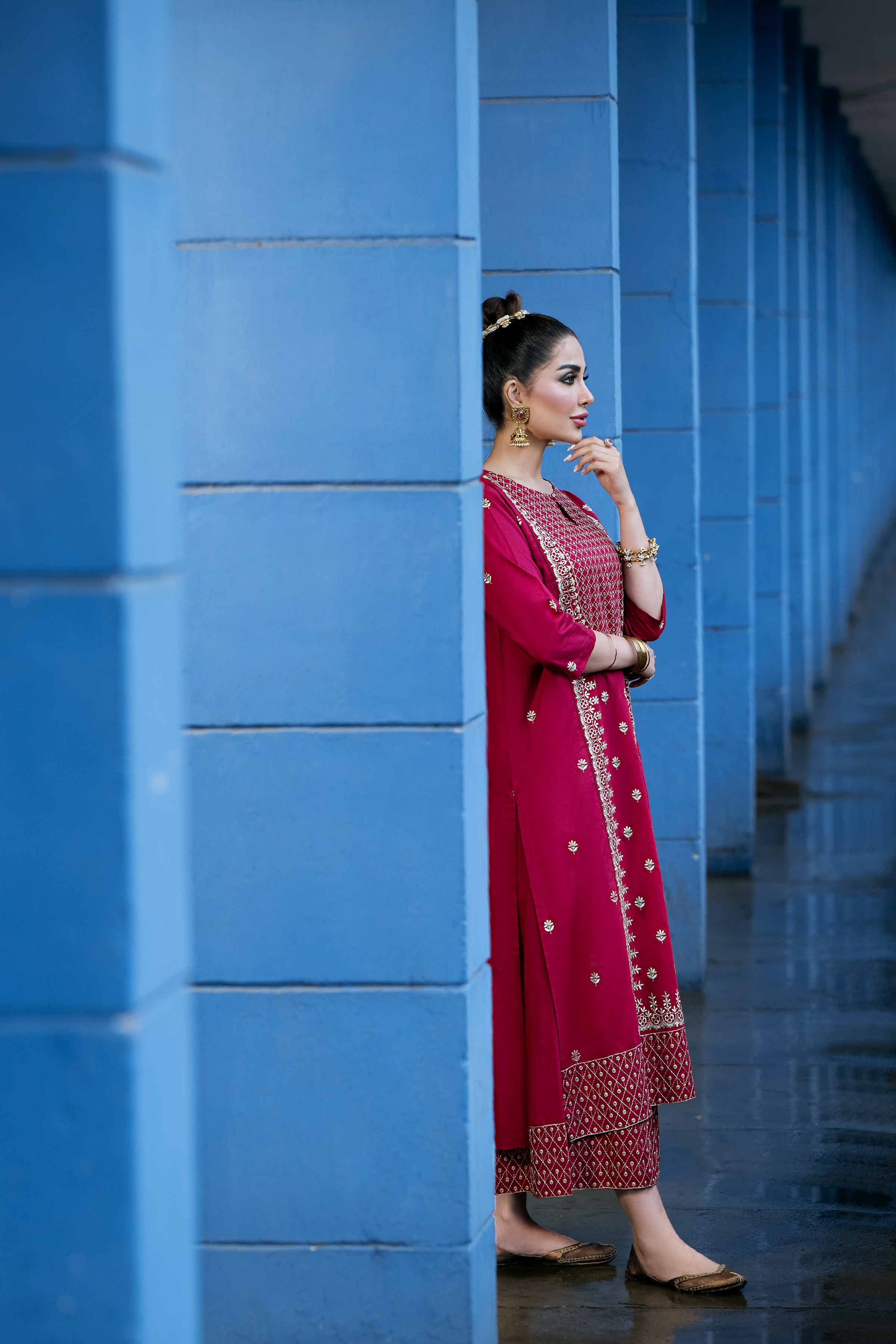 2 Piece - Embroidered Suit - KFE23-76 - Image 2