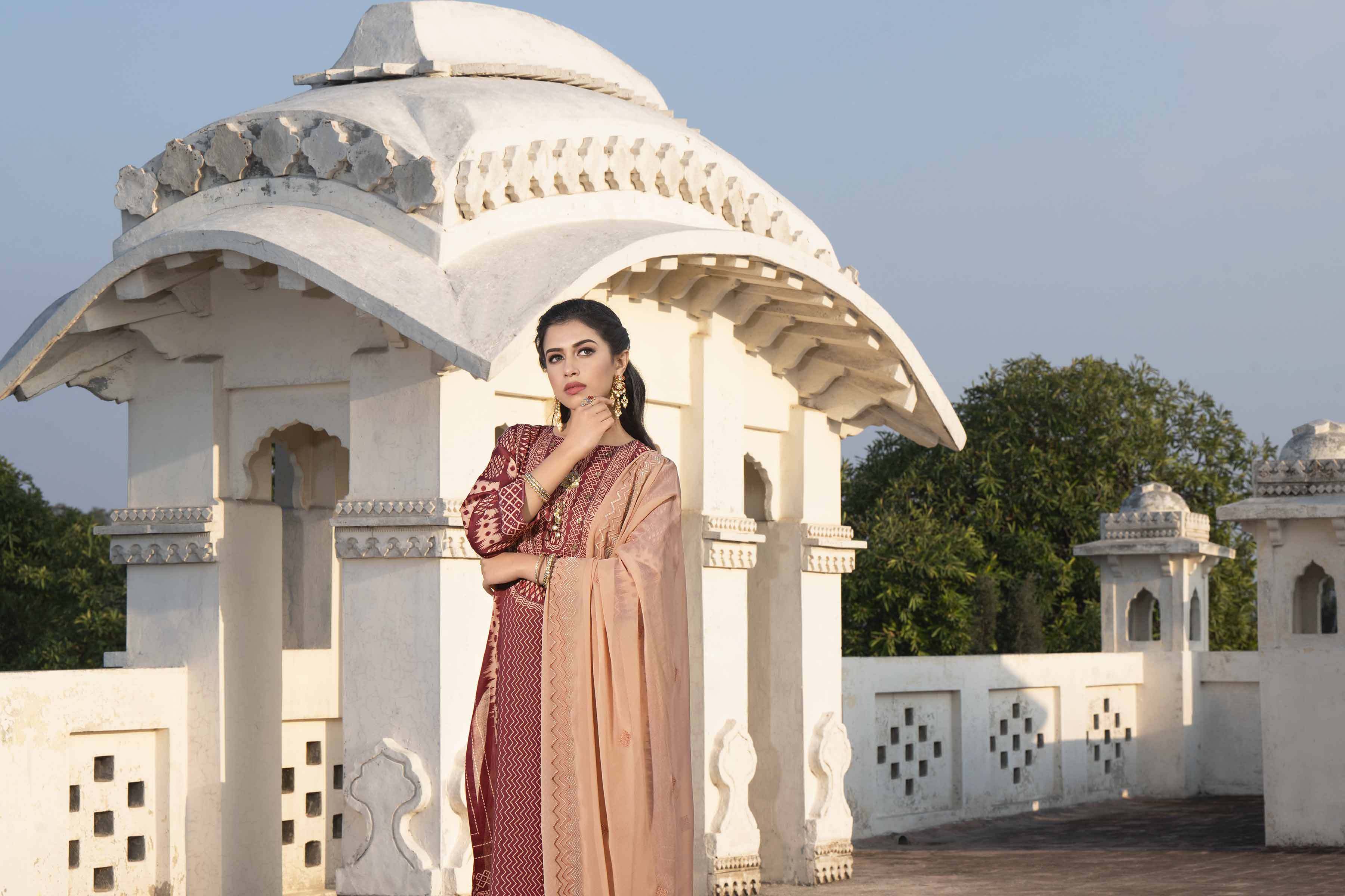 3 Piece - Printed Embroidered Suit - KFE24-79 - Image 5