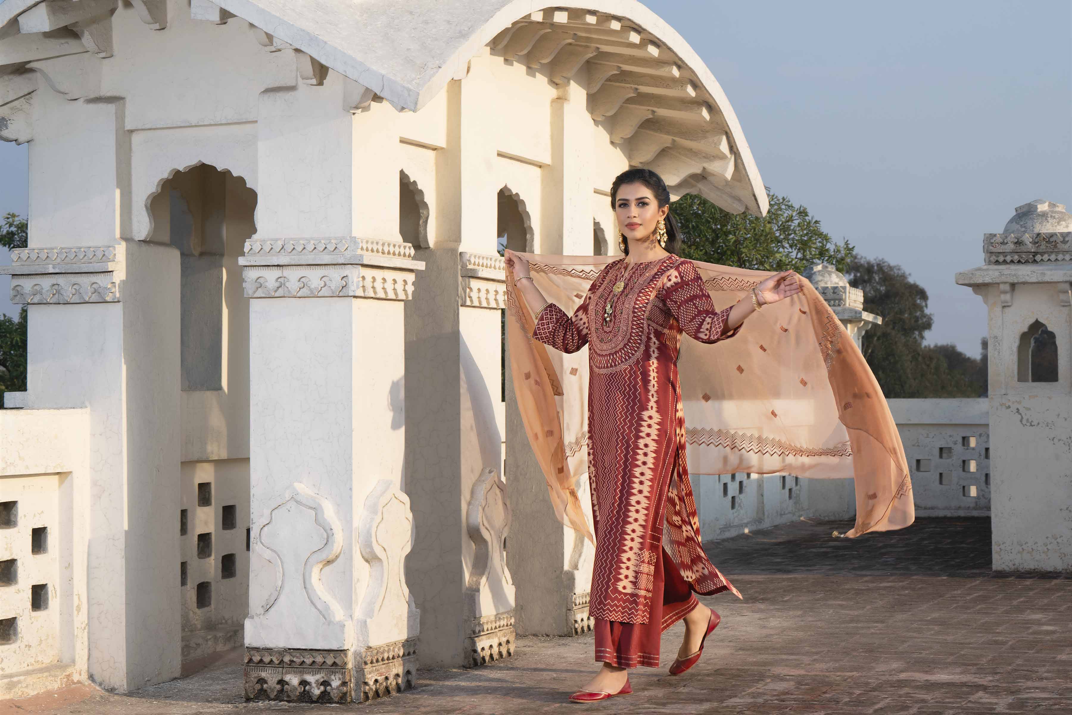 3 Piece - Printed Embroidered Suit - KFE24-79 - Image 6