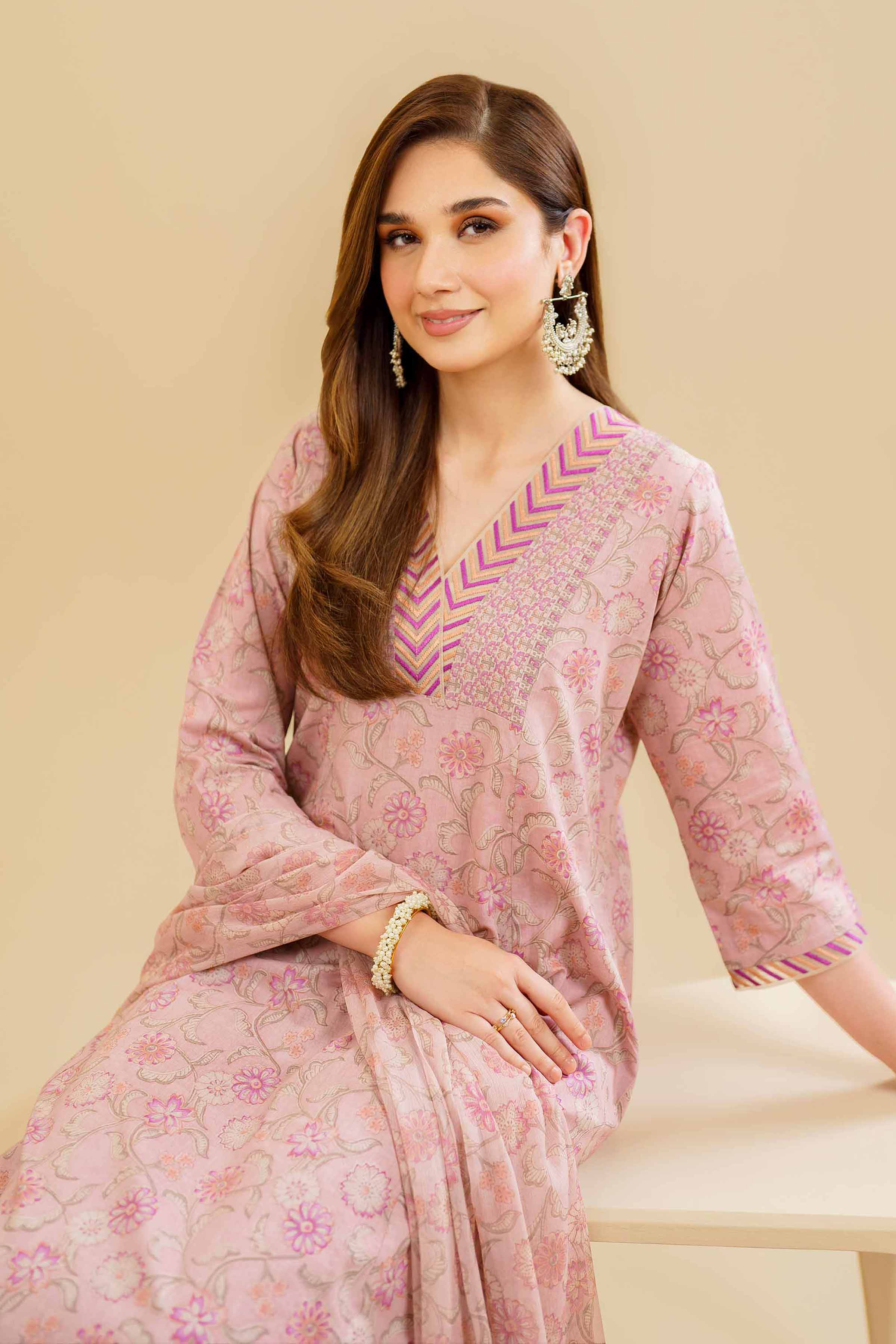 3 Piece - Printed Embroidered Suit - KFE24-91