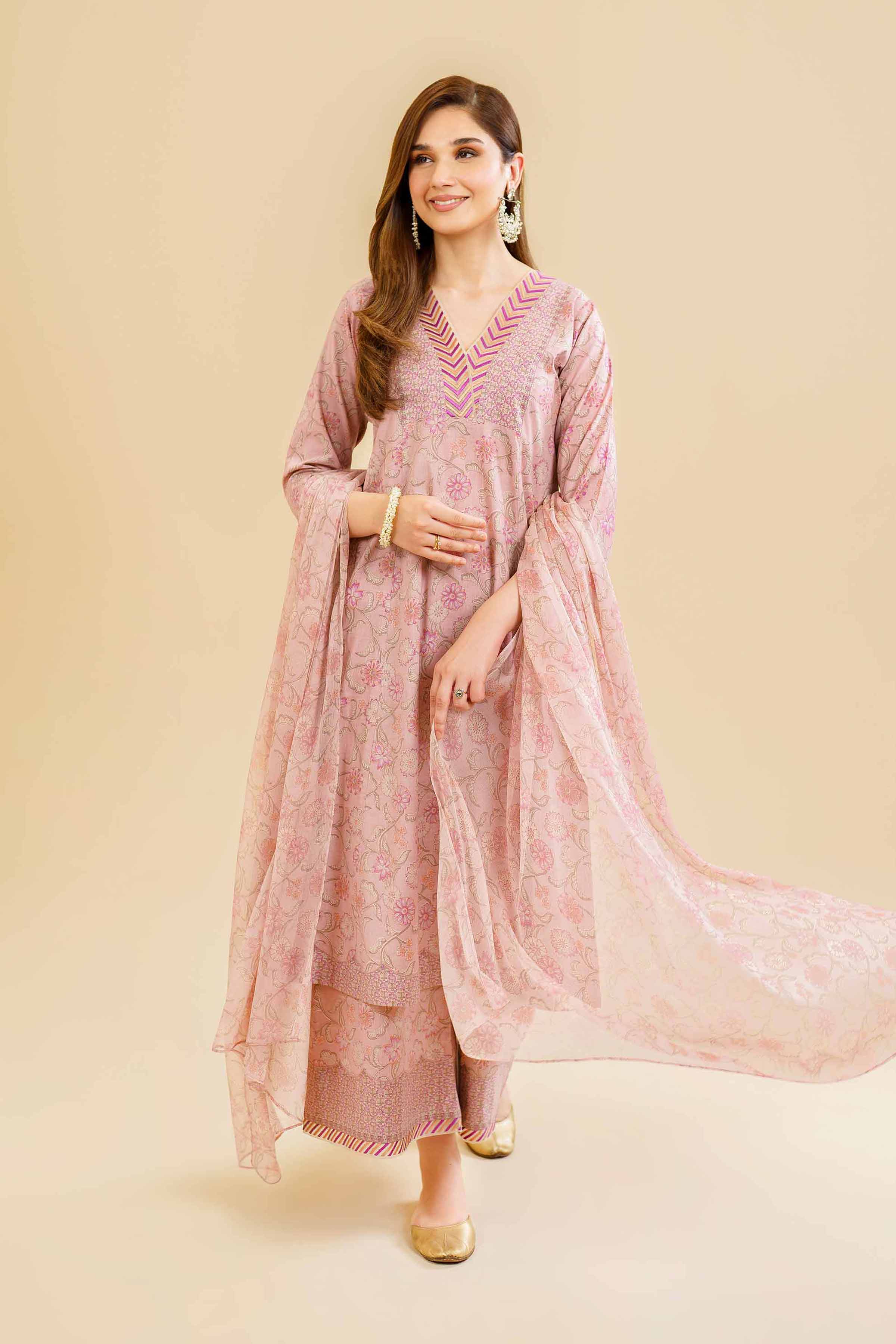 3 Piece - Printed Embroidered Suit - KFE24-91 - Image 2