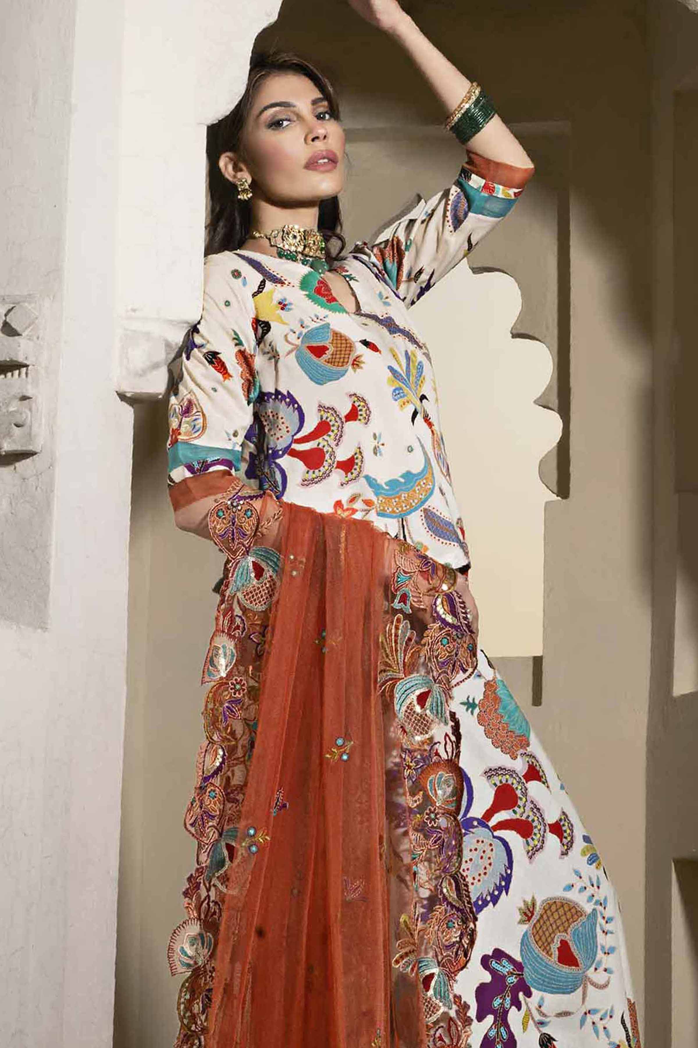 3 Piece - Printed Embroidered Suit - KFE24-94 - Image 2