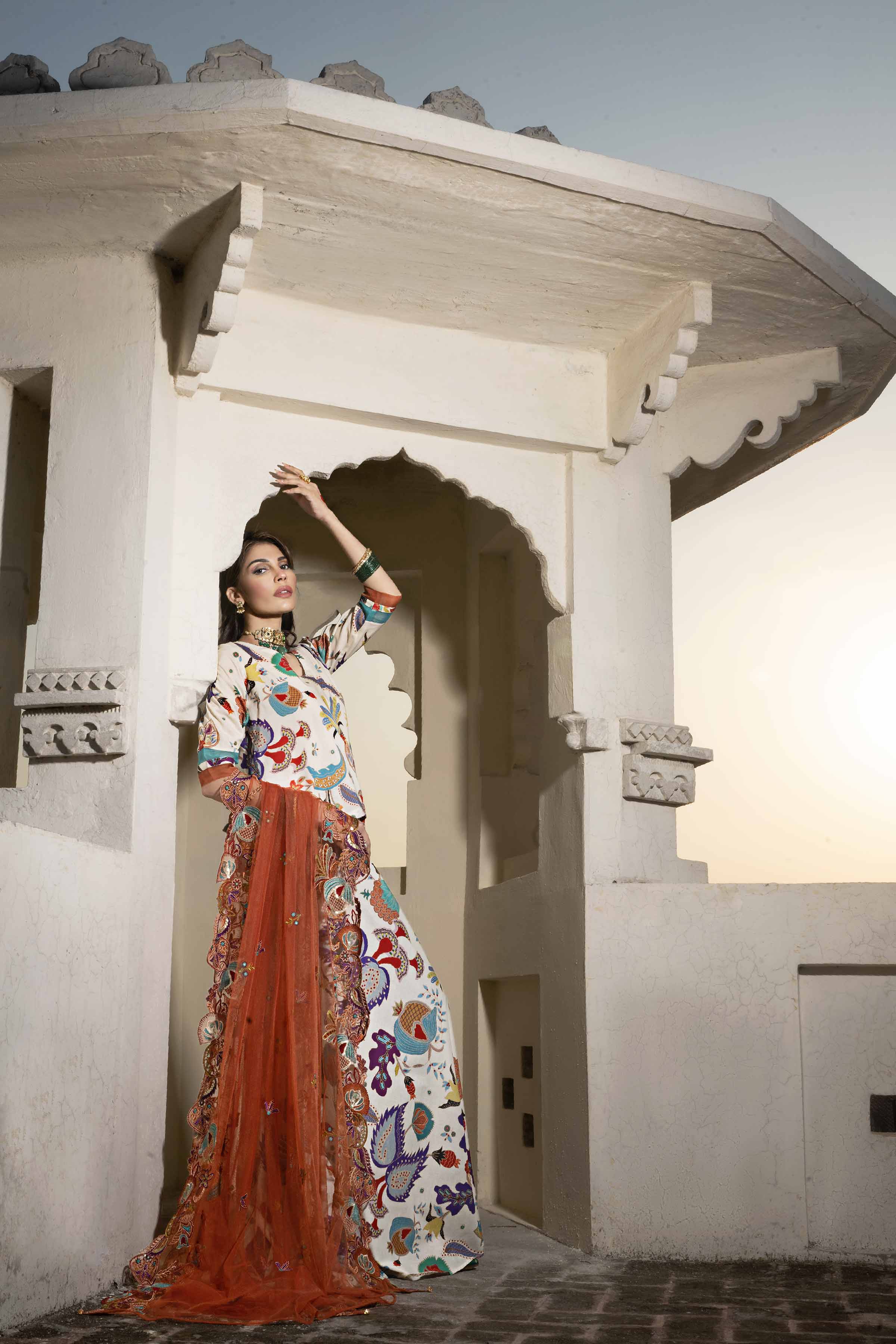 3 Piece - Printed Embroidered Suit - KFE24-94 - Image 3