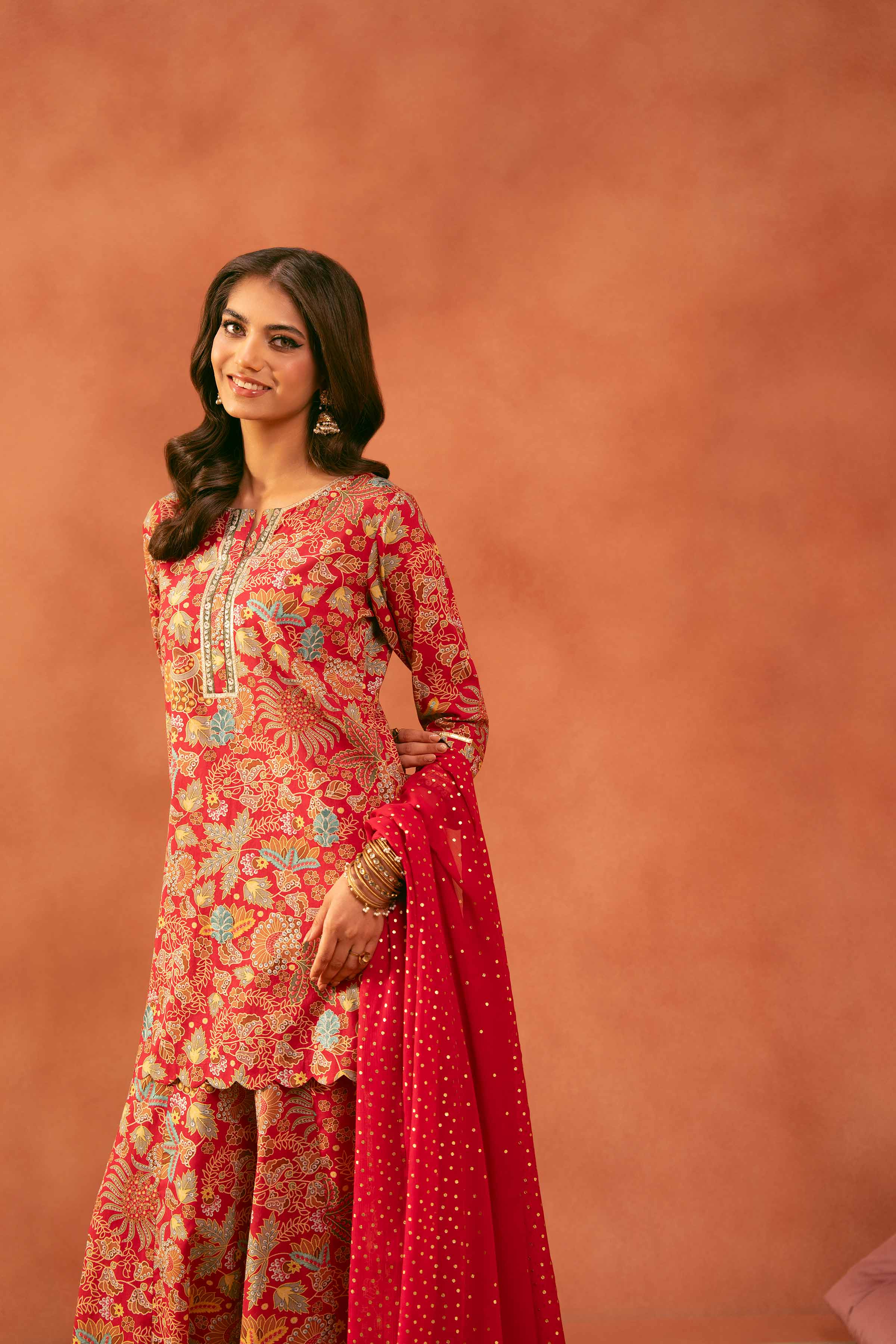 3 Piece - Printed Embroidered Suit - KFE25-166 - Image 5