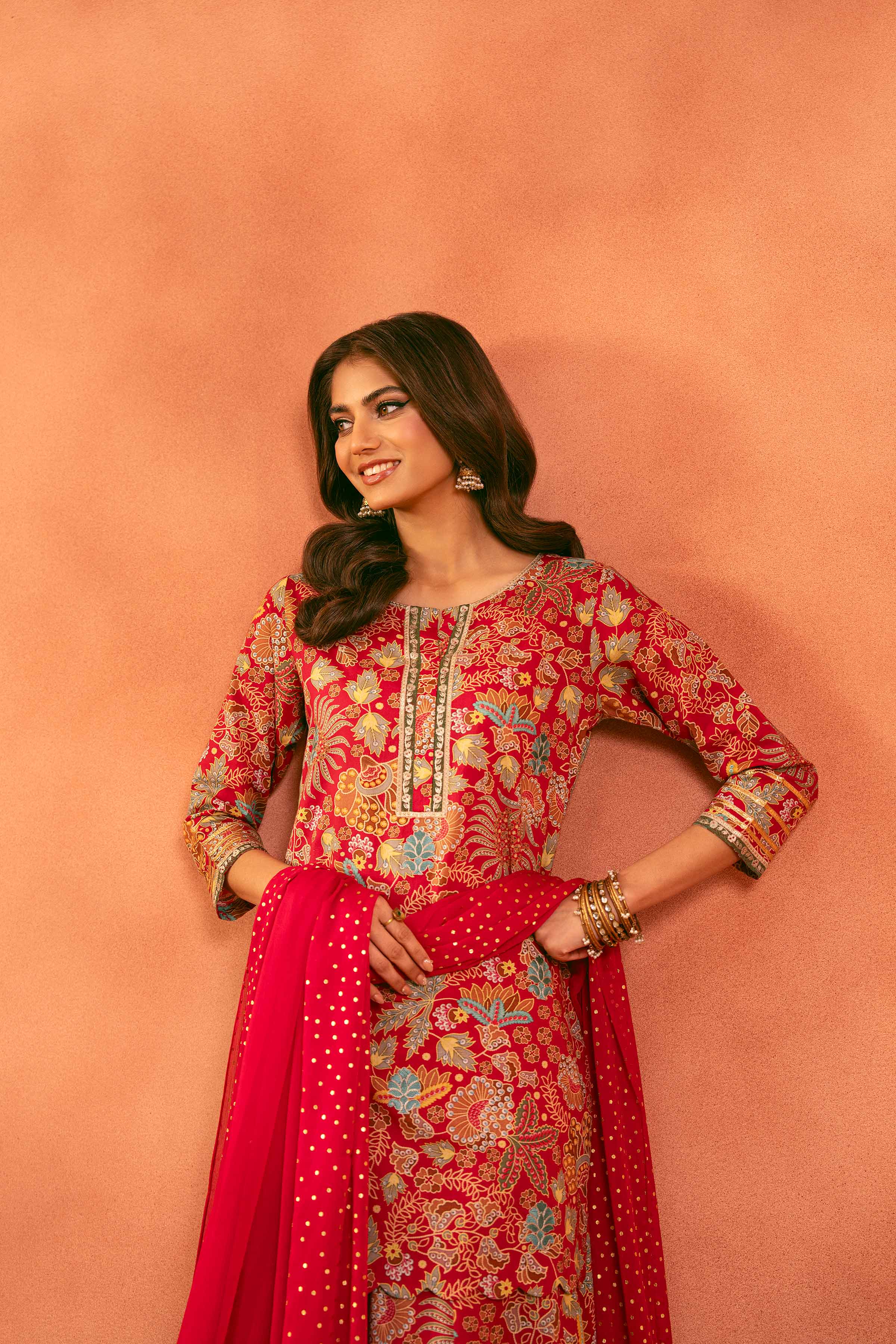 3 Piece - Printed Embroidered Suit - KFE25-166 - Image 8