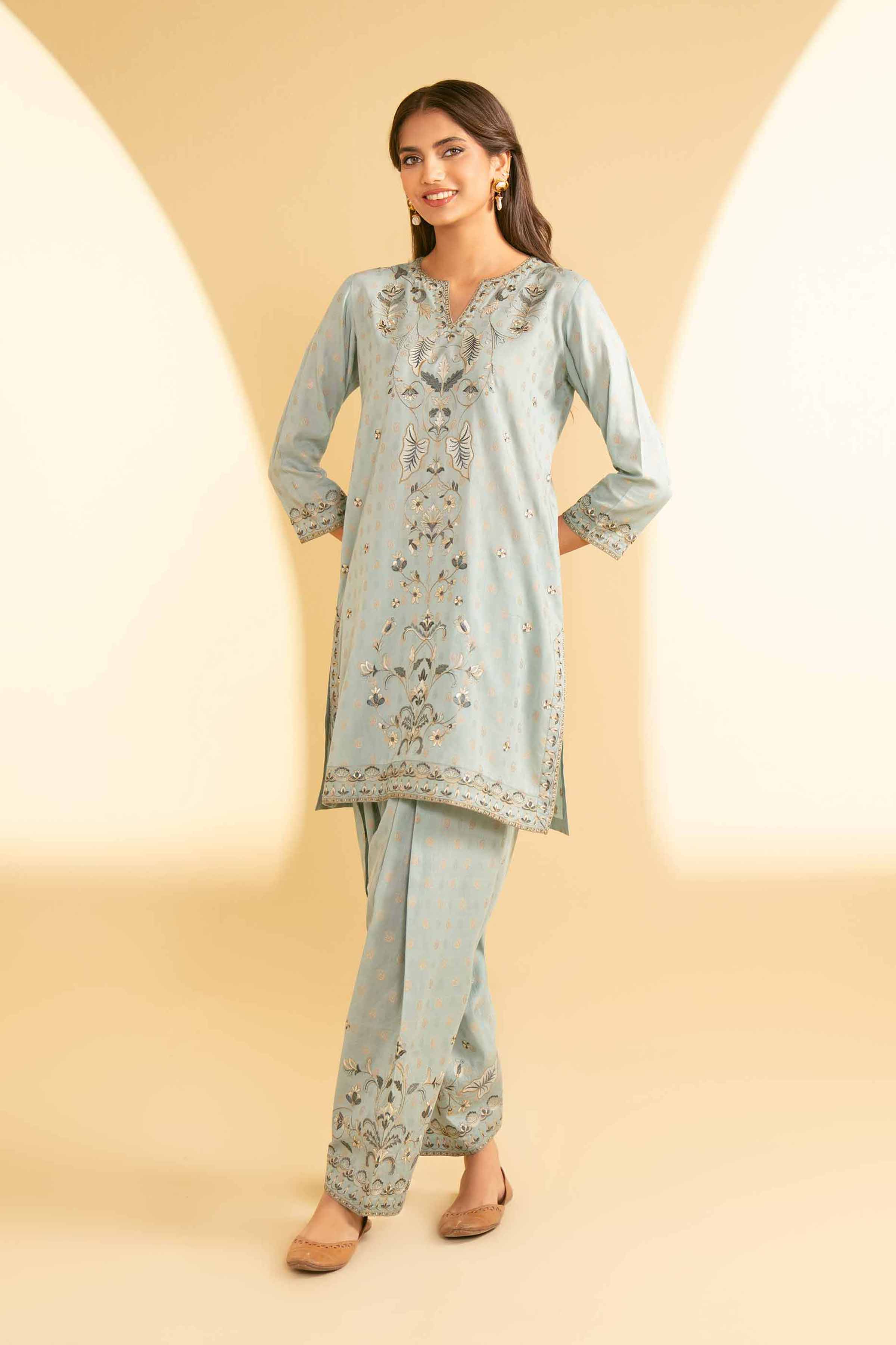 2 Piece - Embroidered Suit - KFE25-41 - Image 2