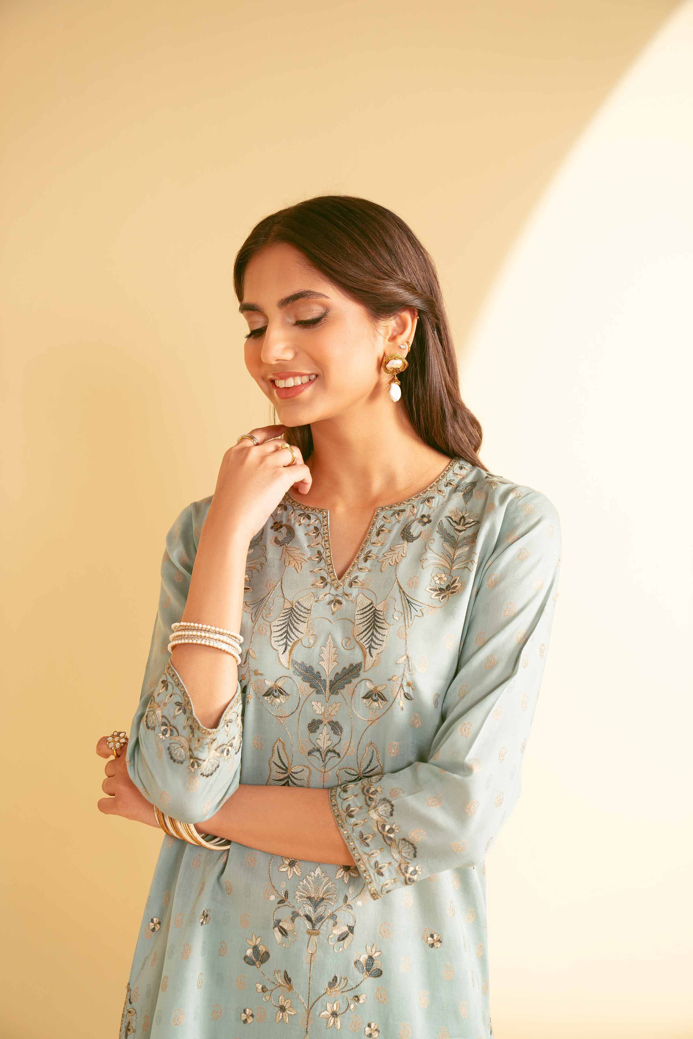 2 Piece - Embroidered Suit - KFE25-41 - Image 4