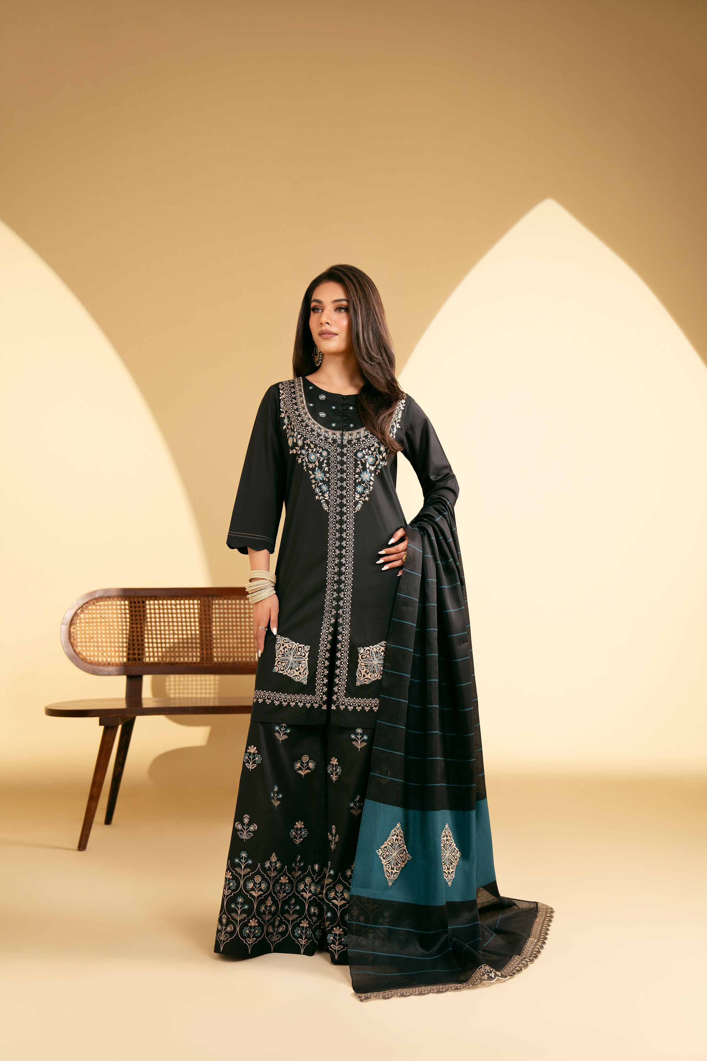 3 Piece - Embroidered Suit - KFE25-71 - Image 5