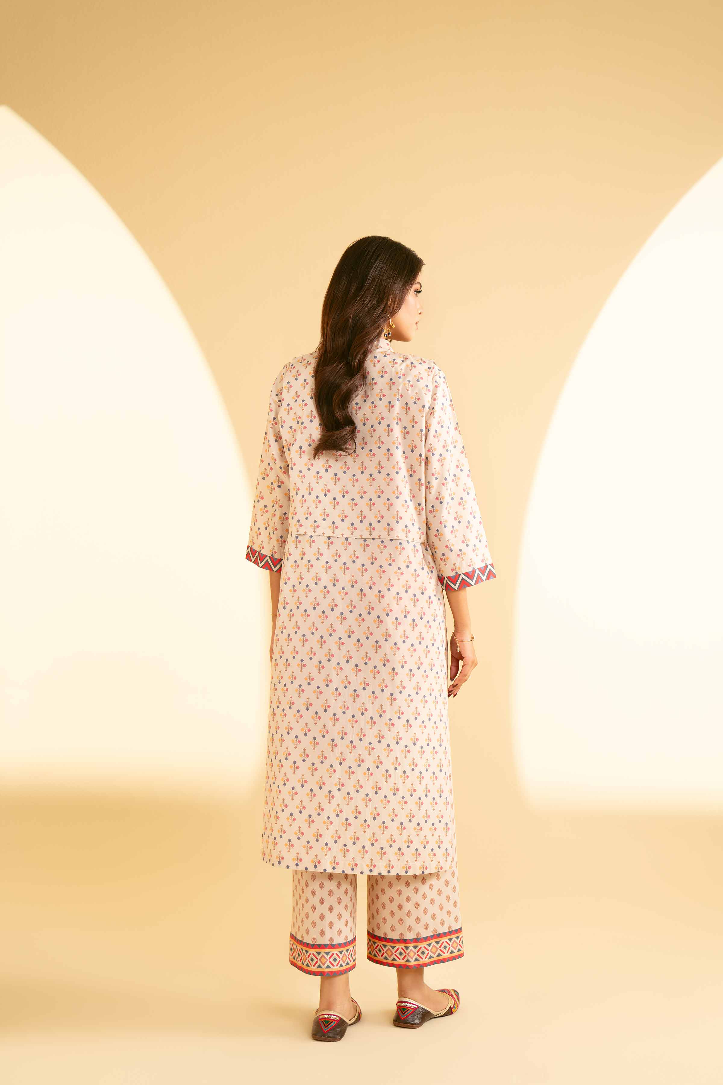 3 Piece - Printed Embroidered Suit - KFE25-73 - Image 3
