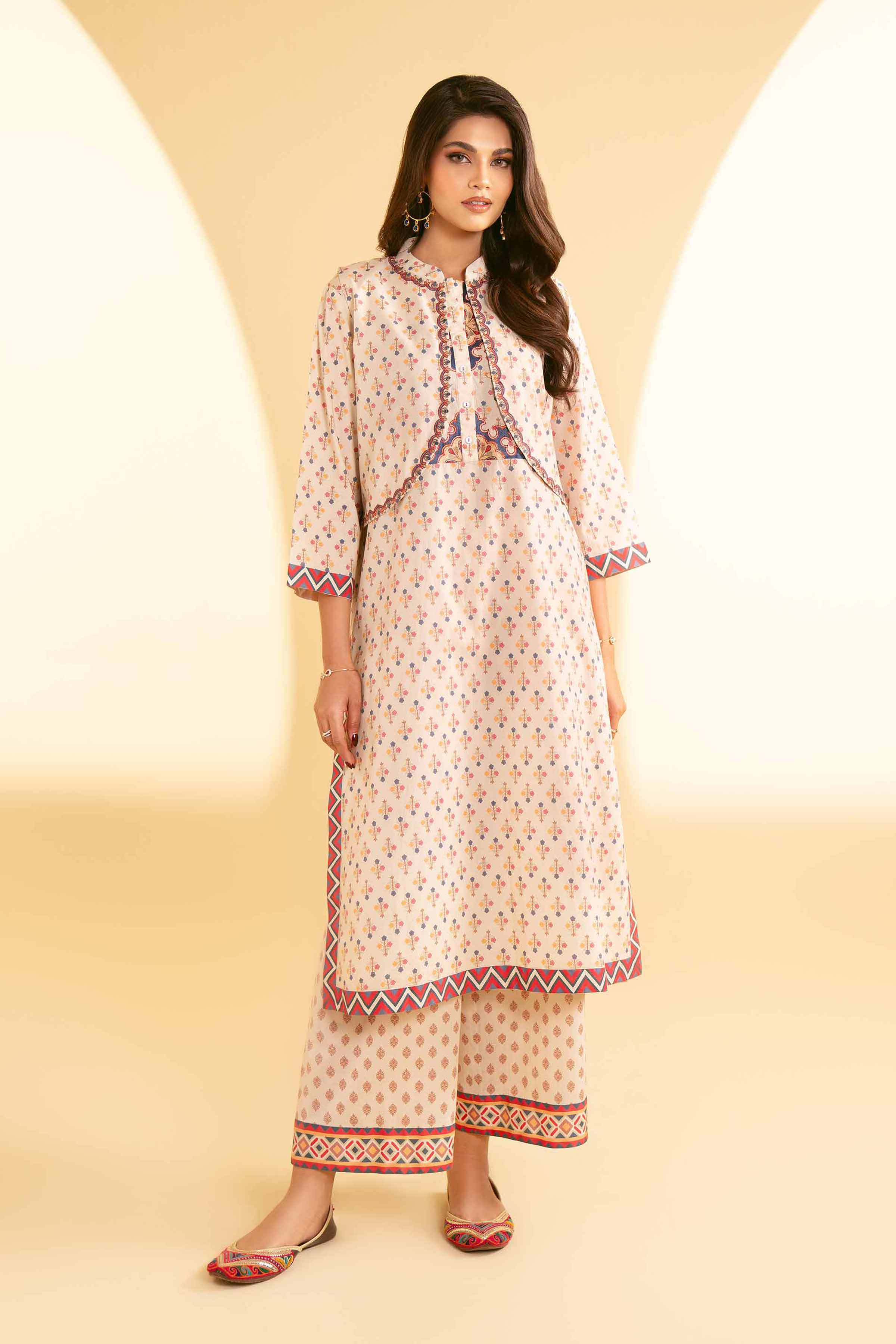 3 Piece - Printed Embroidered Suit - KFE25-73 - Image 4